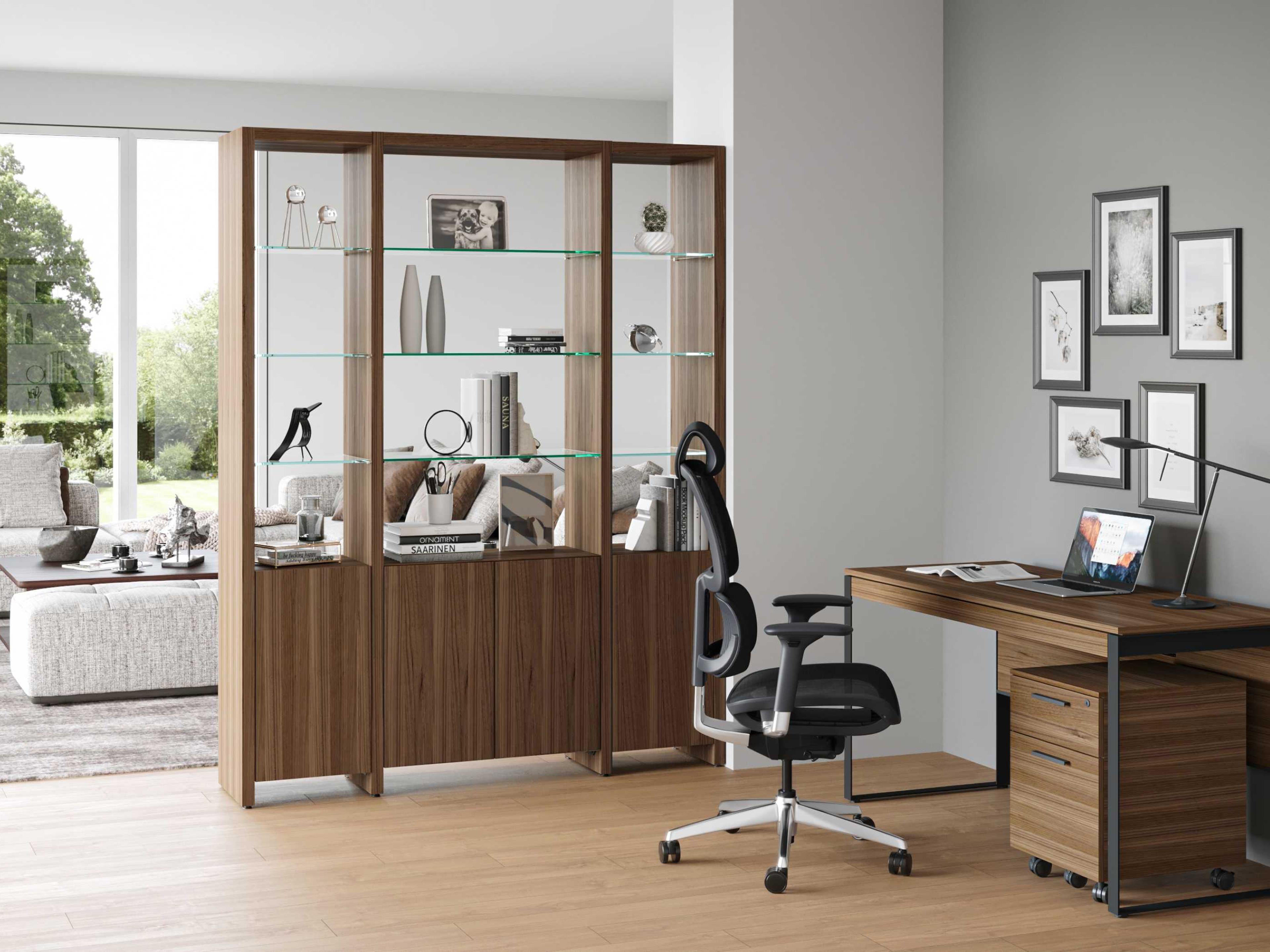 BDI Linea Shelf Natural Walnut Bookcase