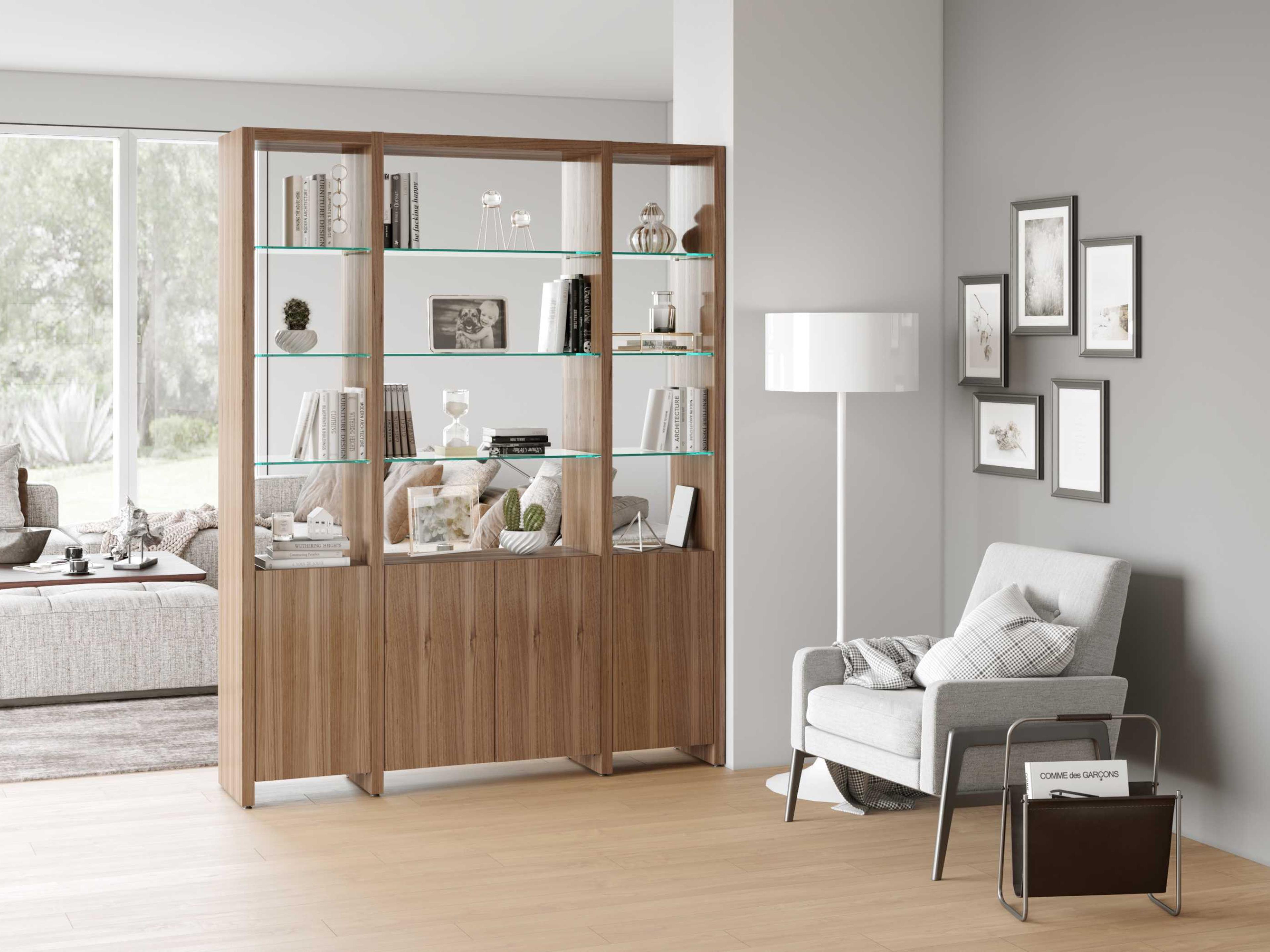 BDI Linea Shelf Natural Walnut Bookcase