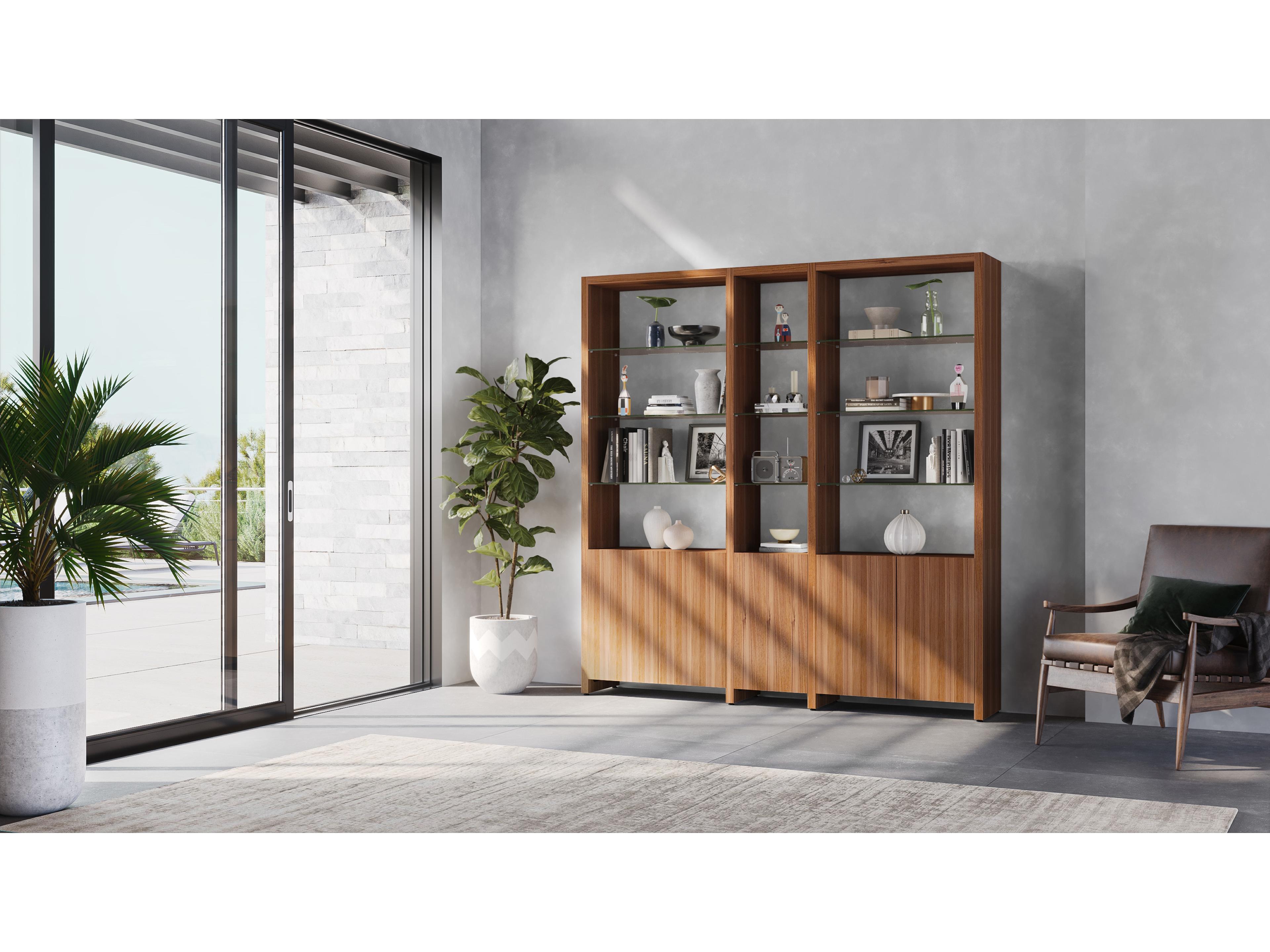 BDI Linea Natural Walnut Clear Bookcase