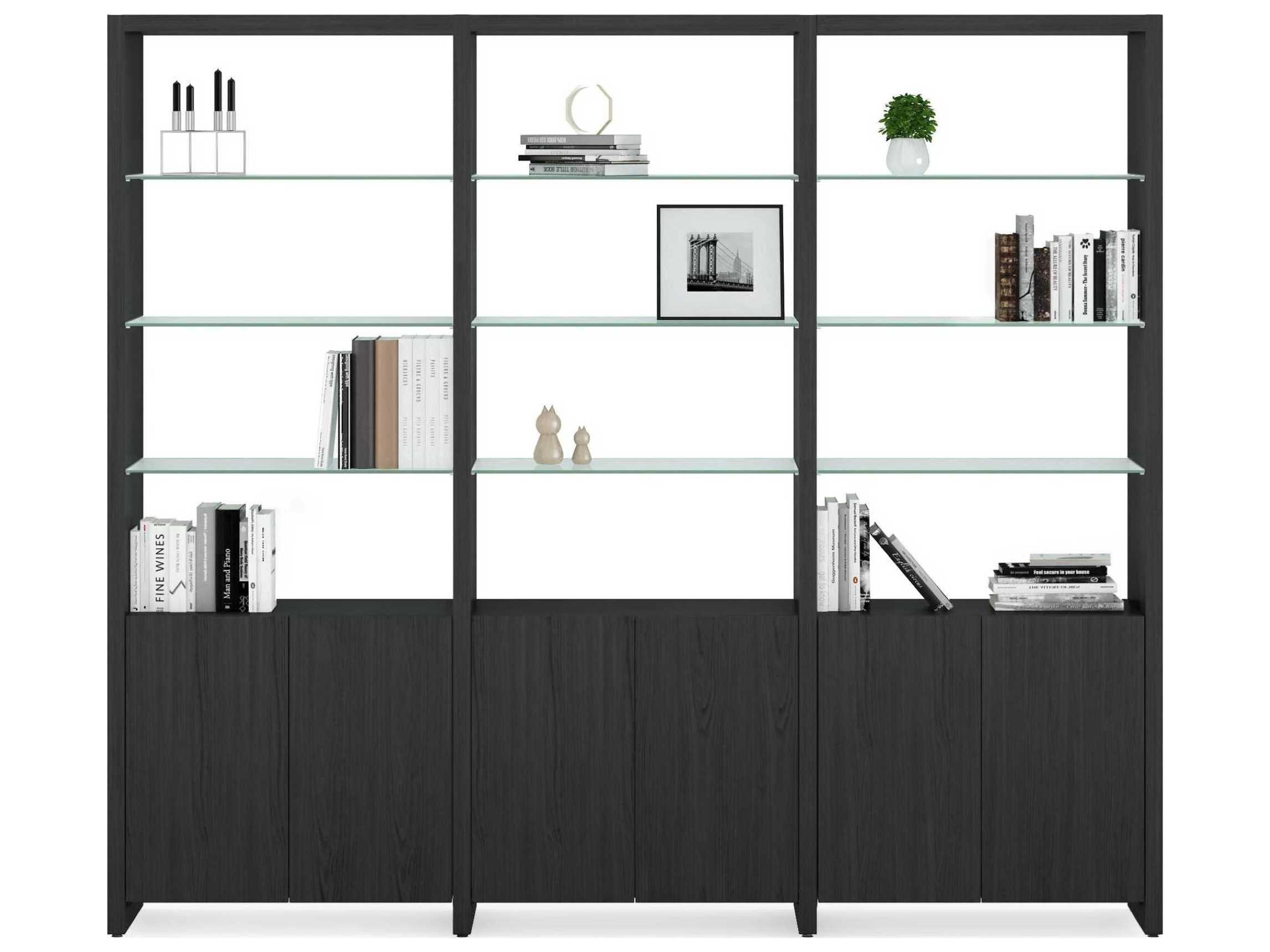Linea Shelf System Charcoal Stained Ash Modern Bookcase