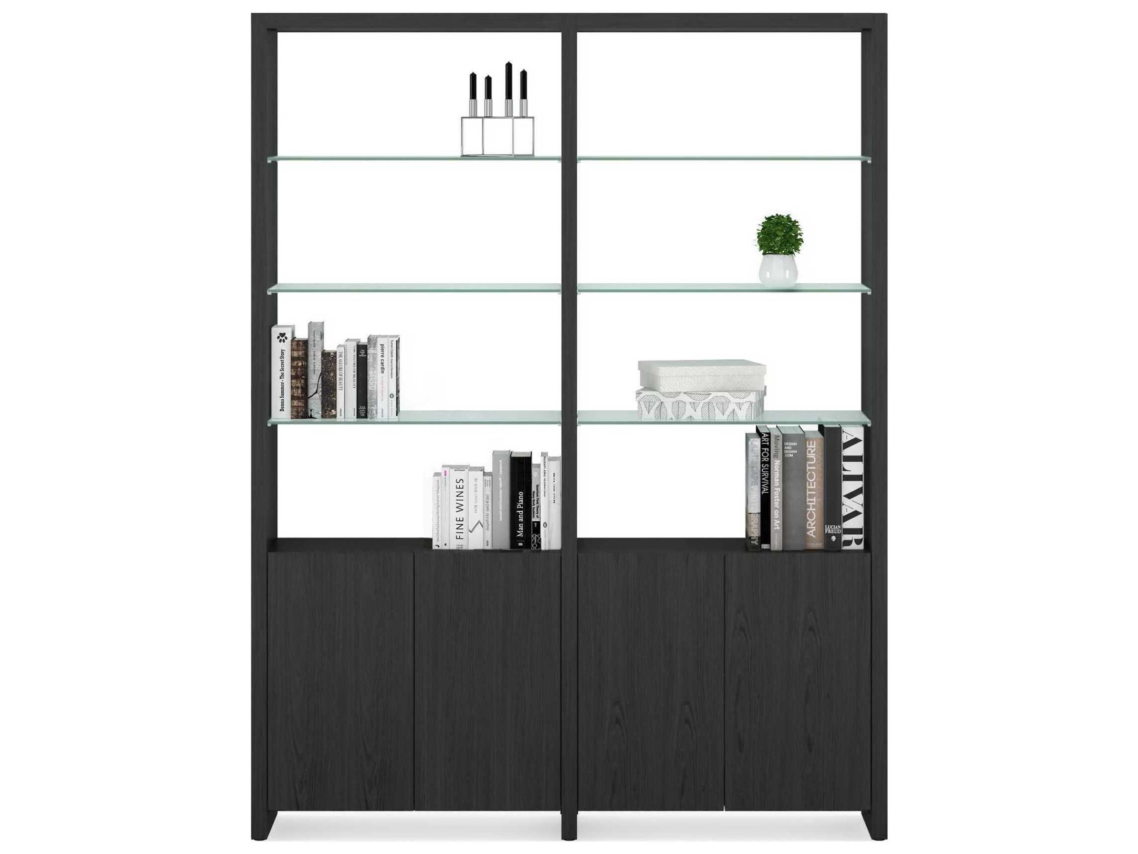 BDI Linea Shelf Charcoal Stained Ash Bookcase