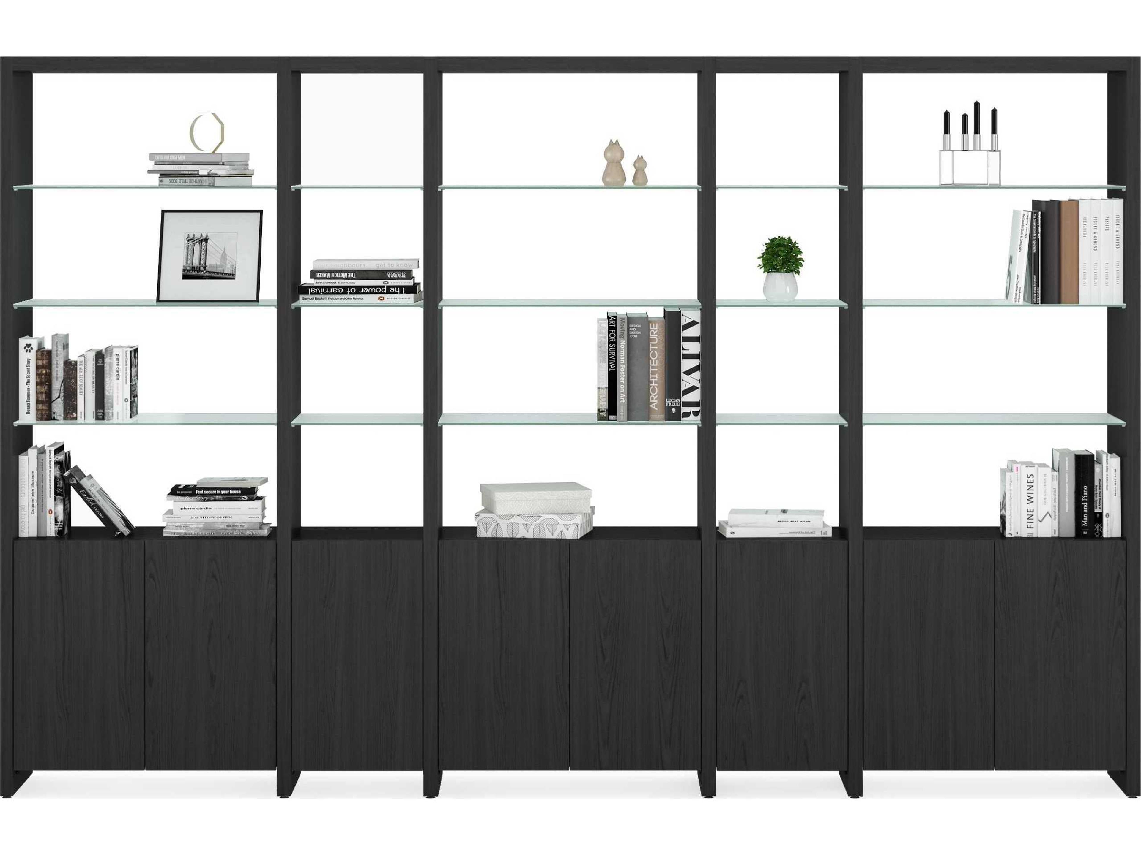 BDI Linea Shelf Charcoal Stained Ash Bookcase