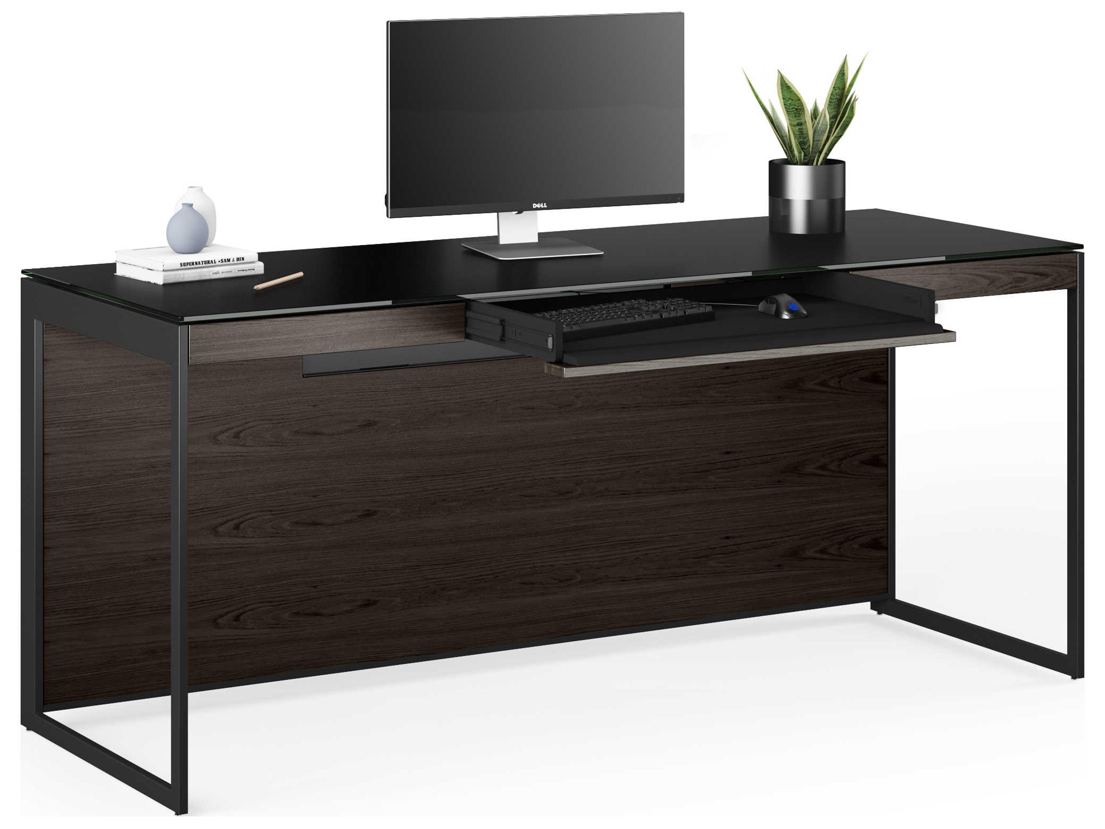 BDI Sequel Charcoal Stained Ash Black Wood Secretary Desk