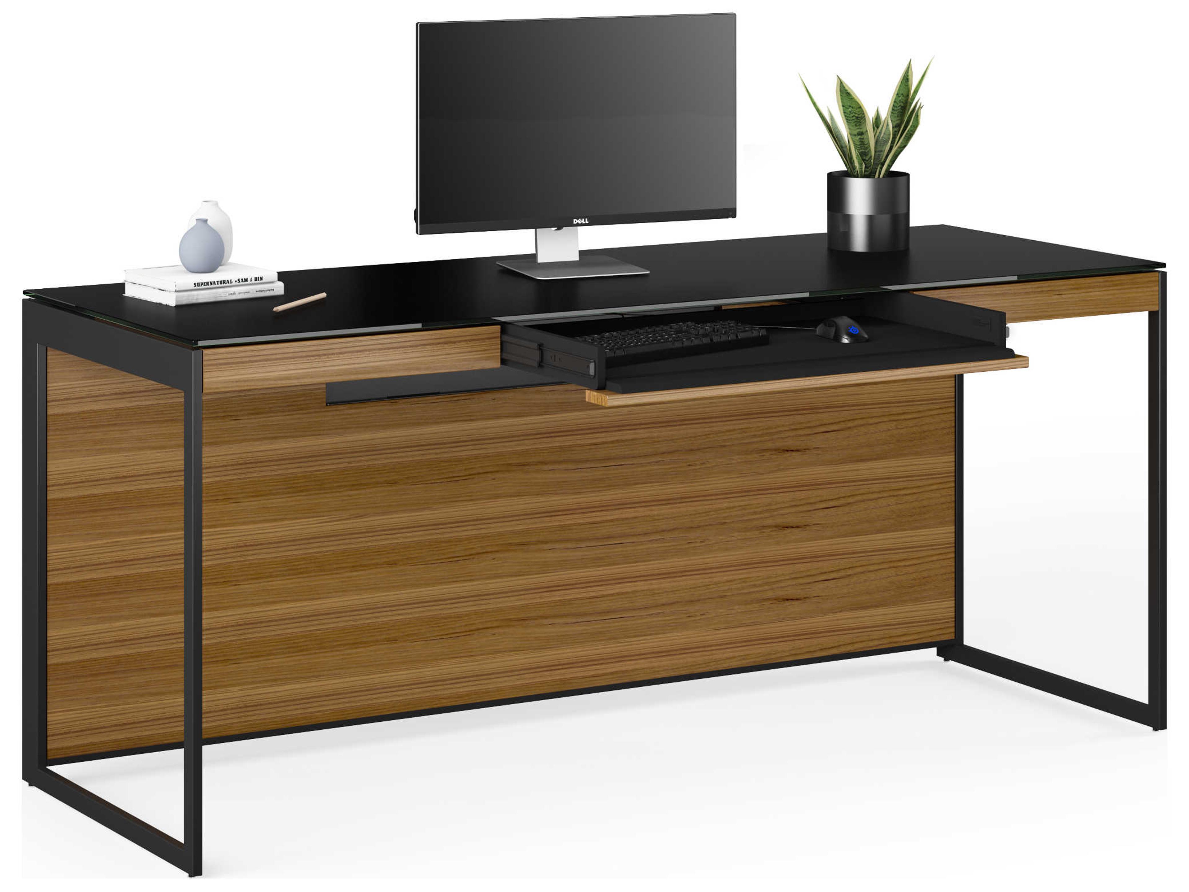 BDI Sequel Natural Walnut Black Brown Wood Secretary Desk