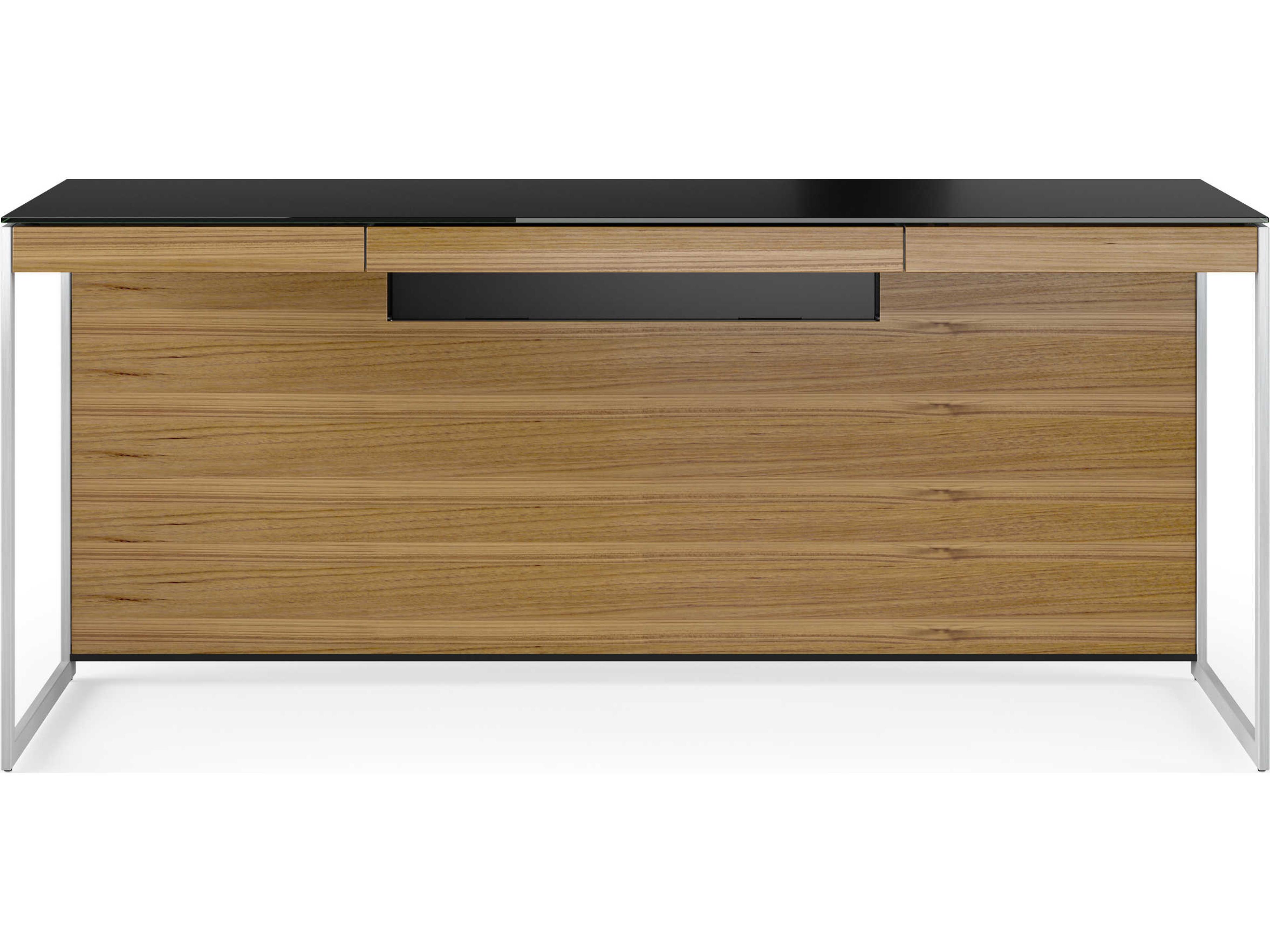 BDI Sequel Black Natural Walnut Satin Nickel Brown Wood Secretary Desk
