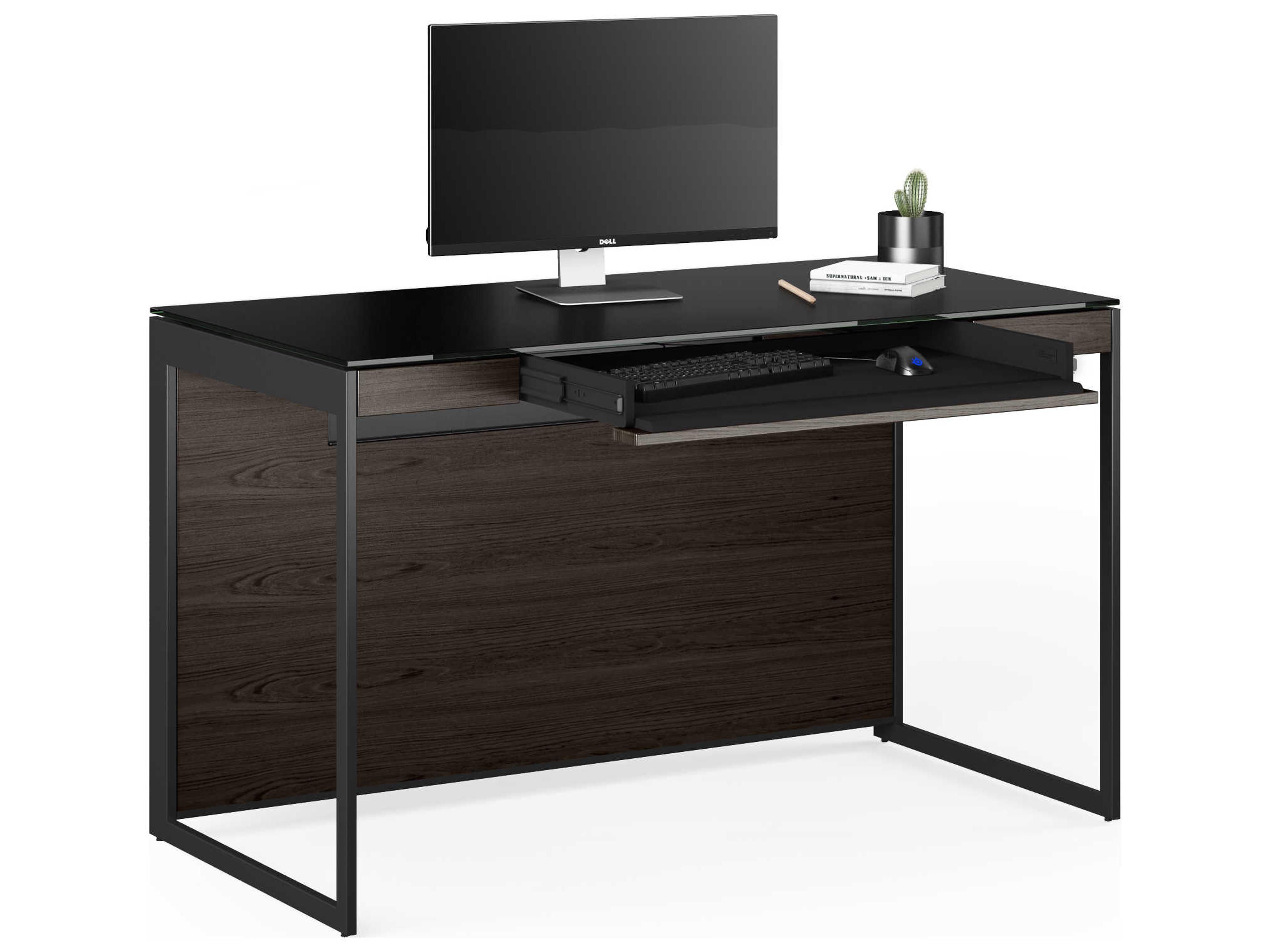 BDI Sequel Charcoal Stained Ash Black Brown Hardwood Secretary Desk