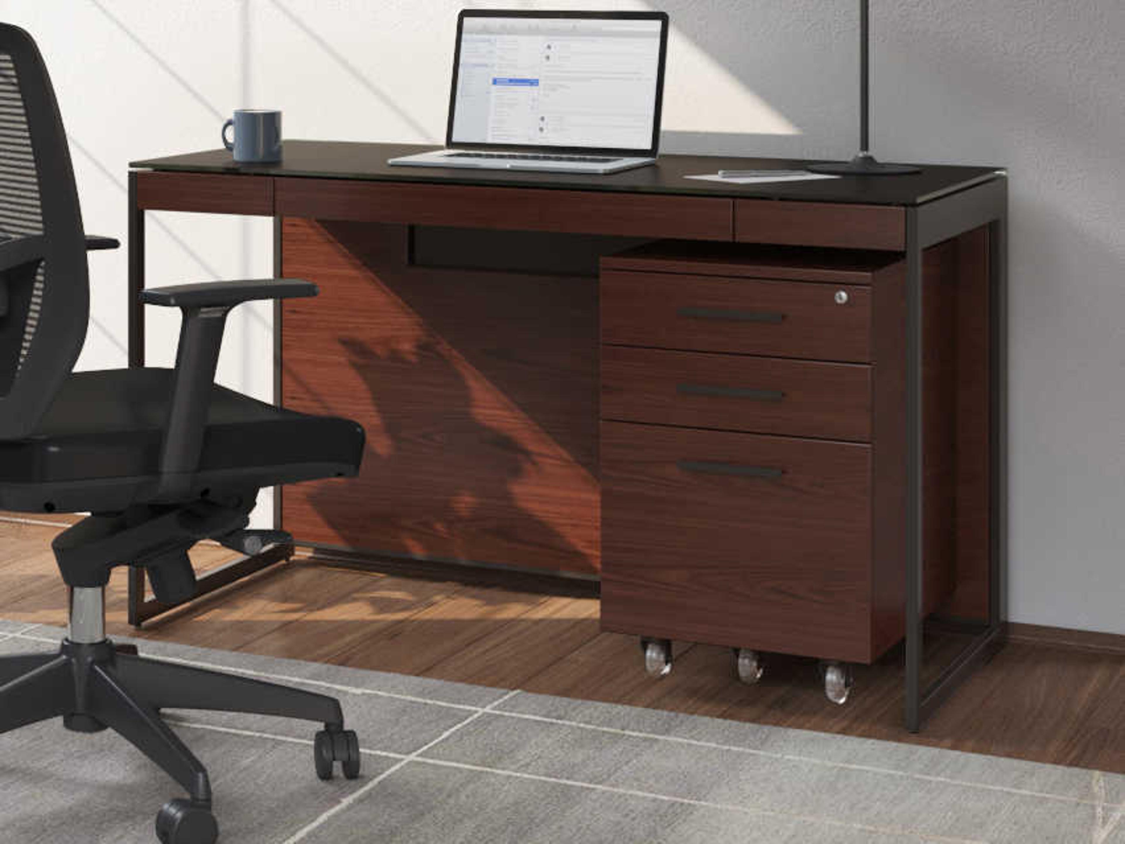 BDI Sequel Chocolate Stained Walnut Black Brown Hardwood Secretary Desk