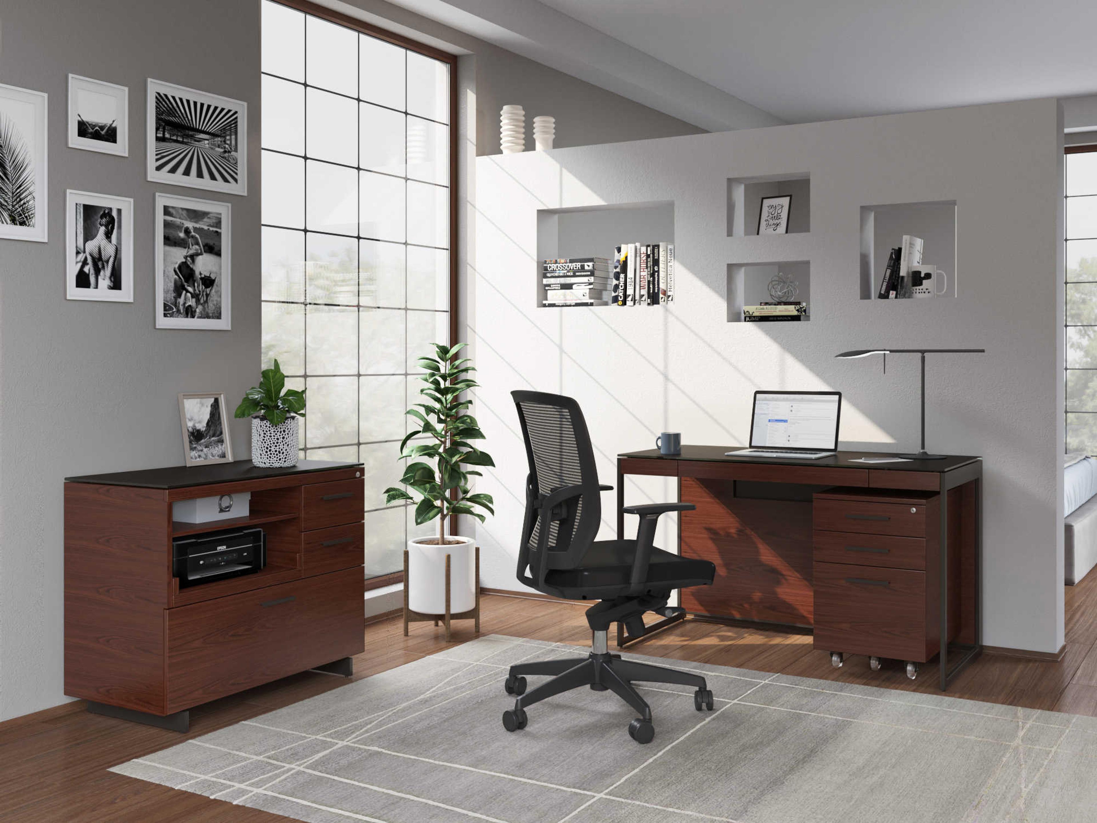BDI Sequel Chocolate Stained Walnut Black Brown Hardwood Secretary Desk