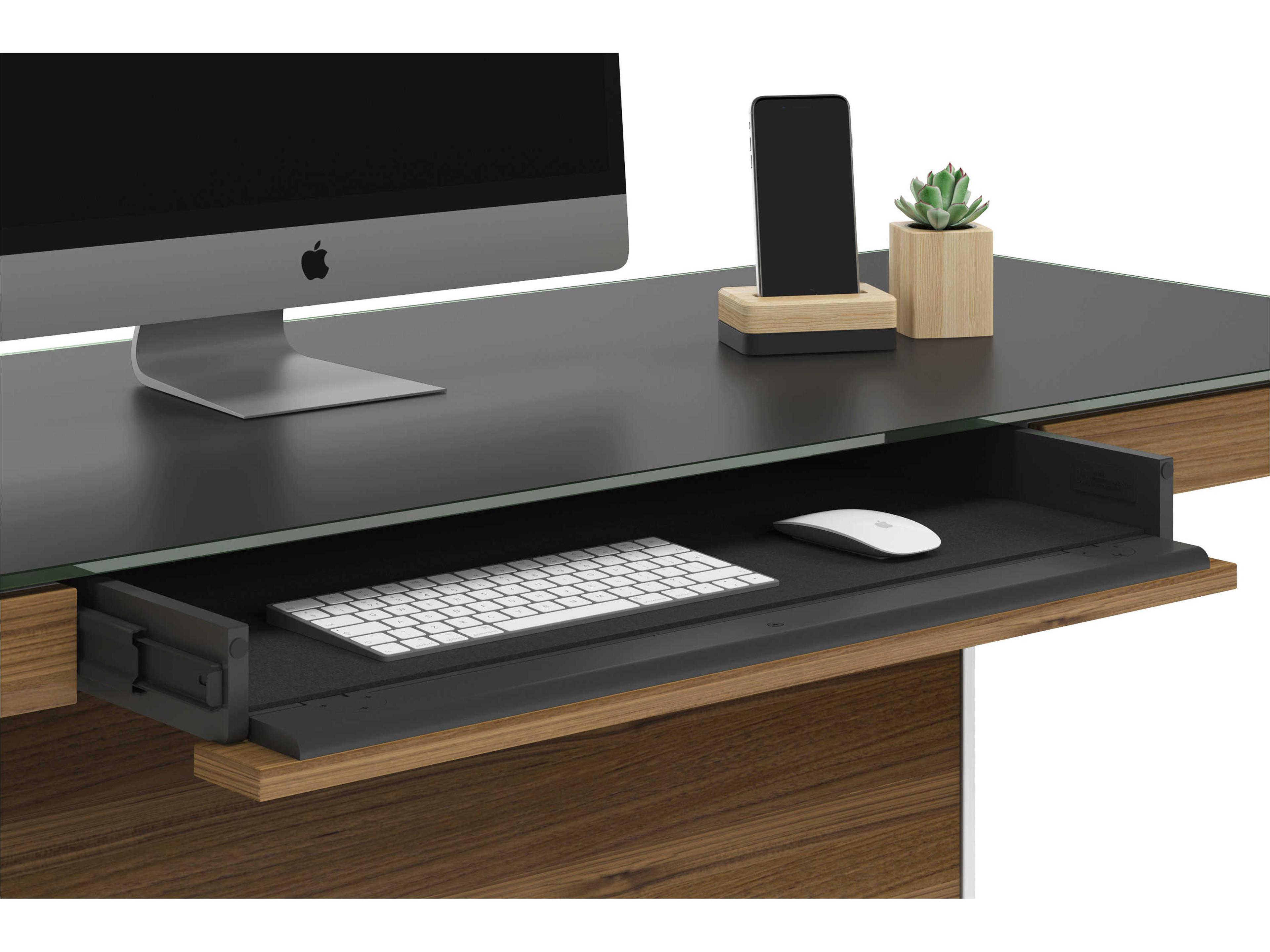 BDI Sequel Natural Walnut Black Brown Wood Secretary Desk