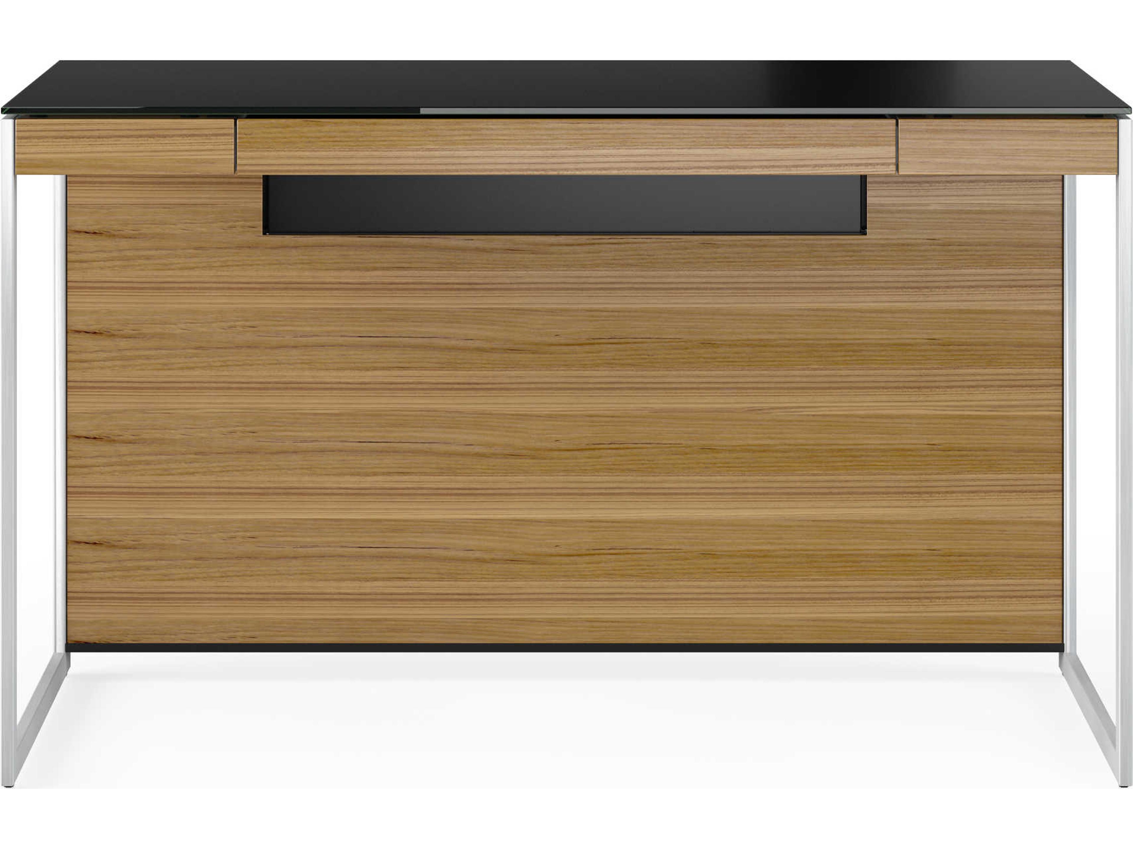 BDI Sequel Black Natural Walnut Satin Nickel Brown Hardwood Secretary Desk