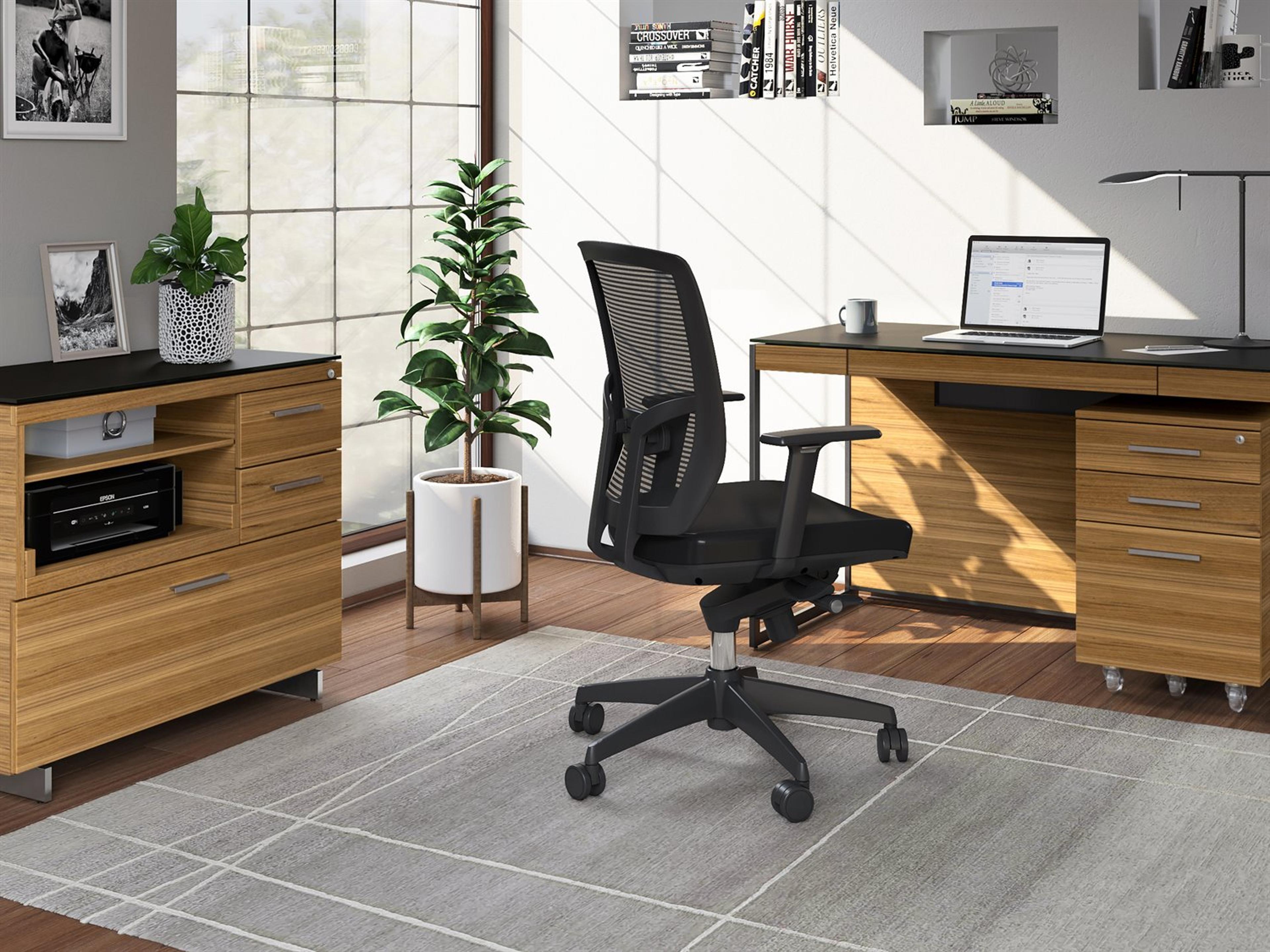 BDI Sequel Black Natural Walnut Satin Nickel Brown Hardwood Secretary Desk
