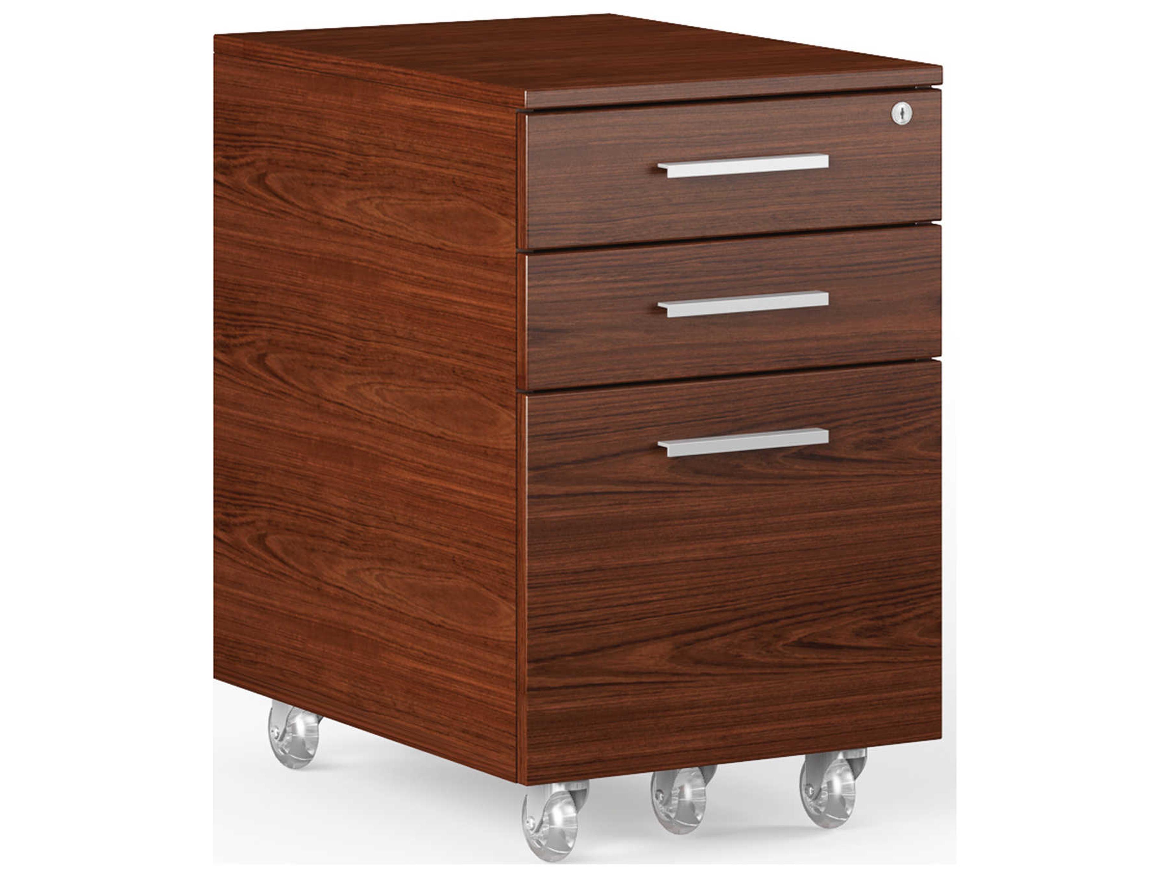 Low Mobile File Cabinet Sequel 20 Chocolate Stained Walnut Locking