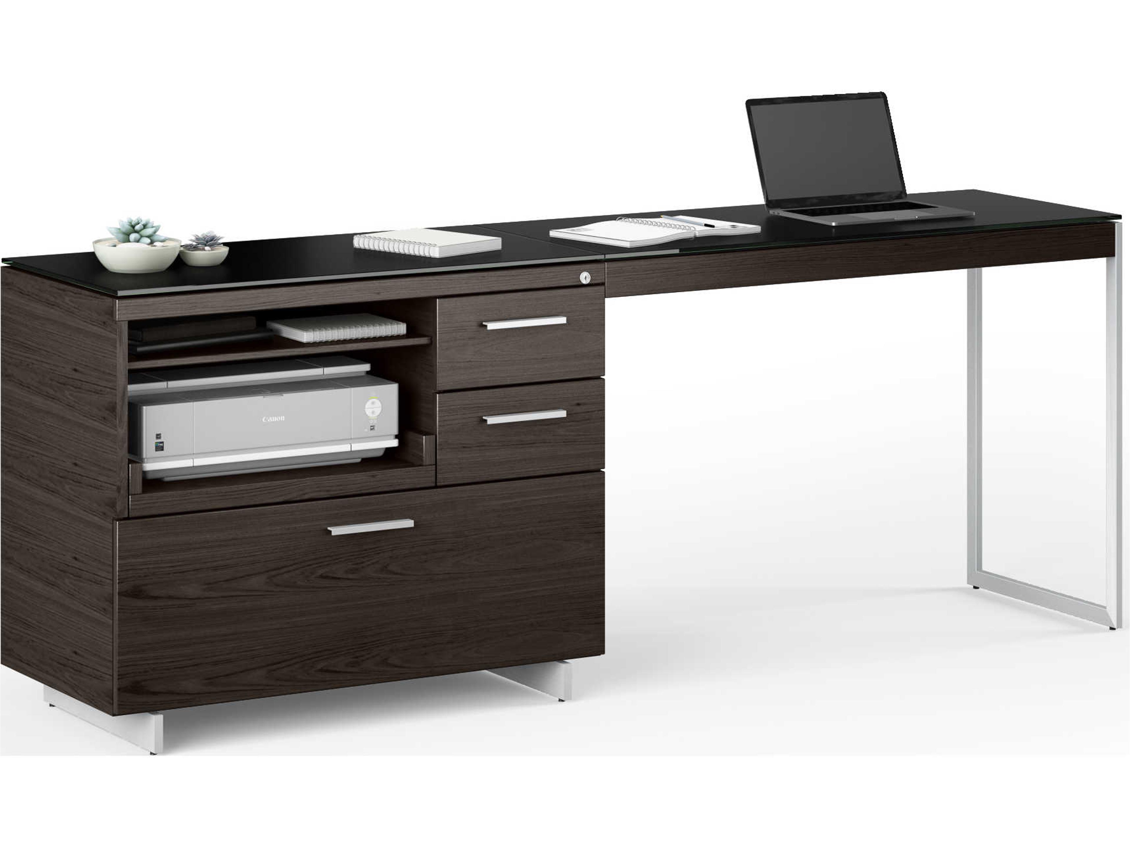 BDI Sequel Black, Charcoal Stained & Satin Nickel Ash Return Desk