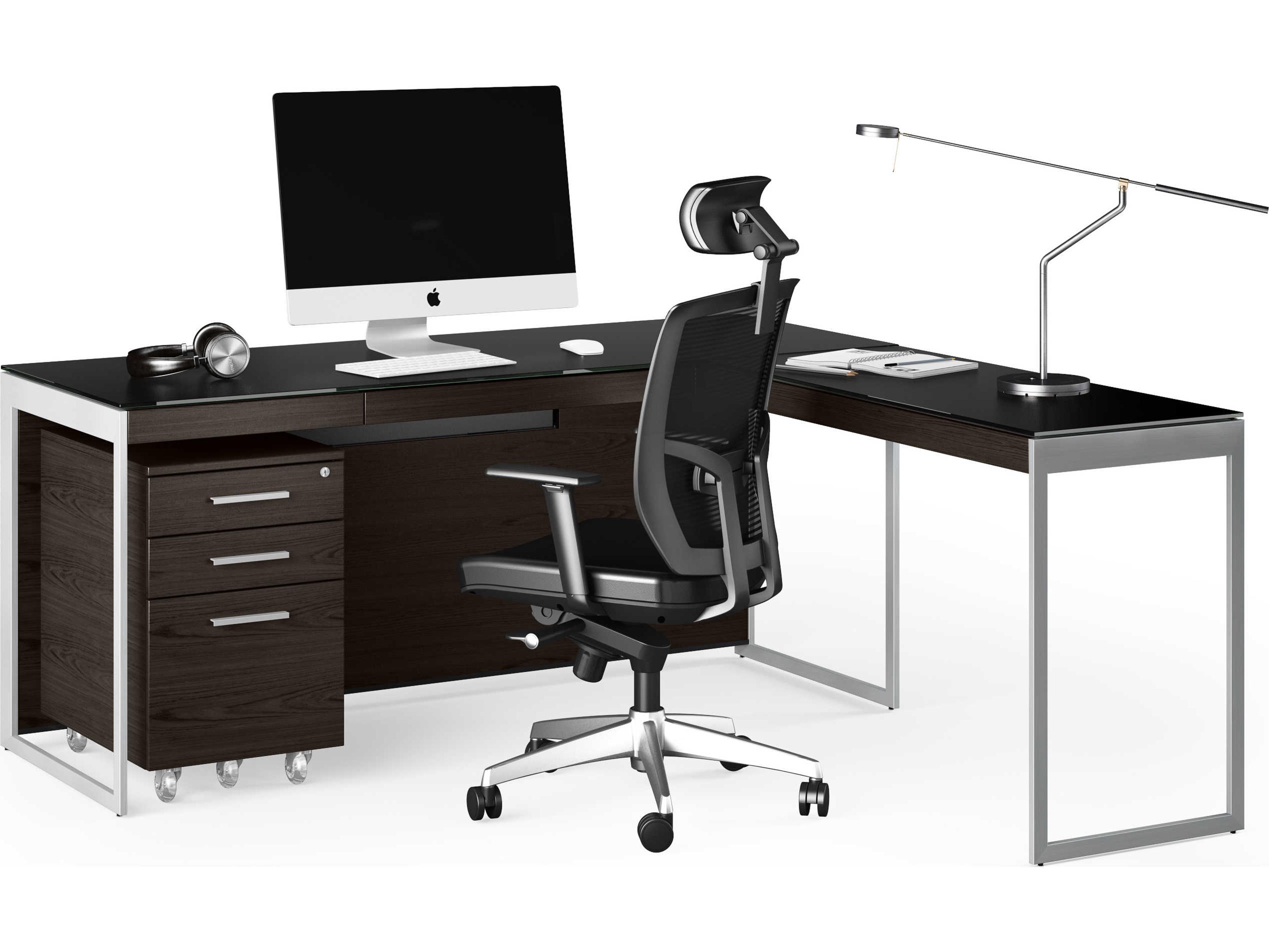BDI Sequel Black, Charcoal Stained & Satin Nickel Ash Return Desk