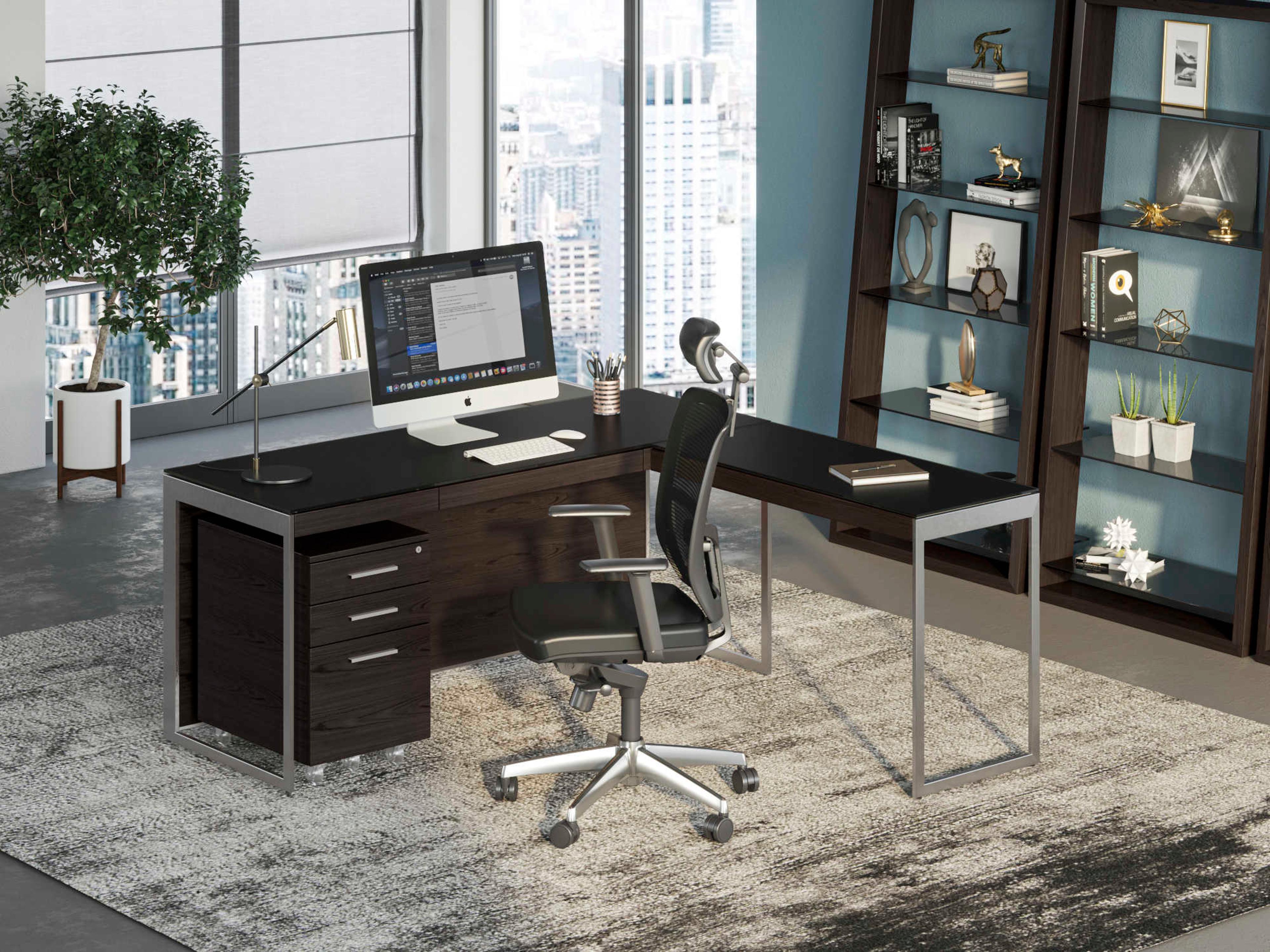 BDI Sequel Black, Charcoal Stained & Satin Nickel Ash Return Desk