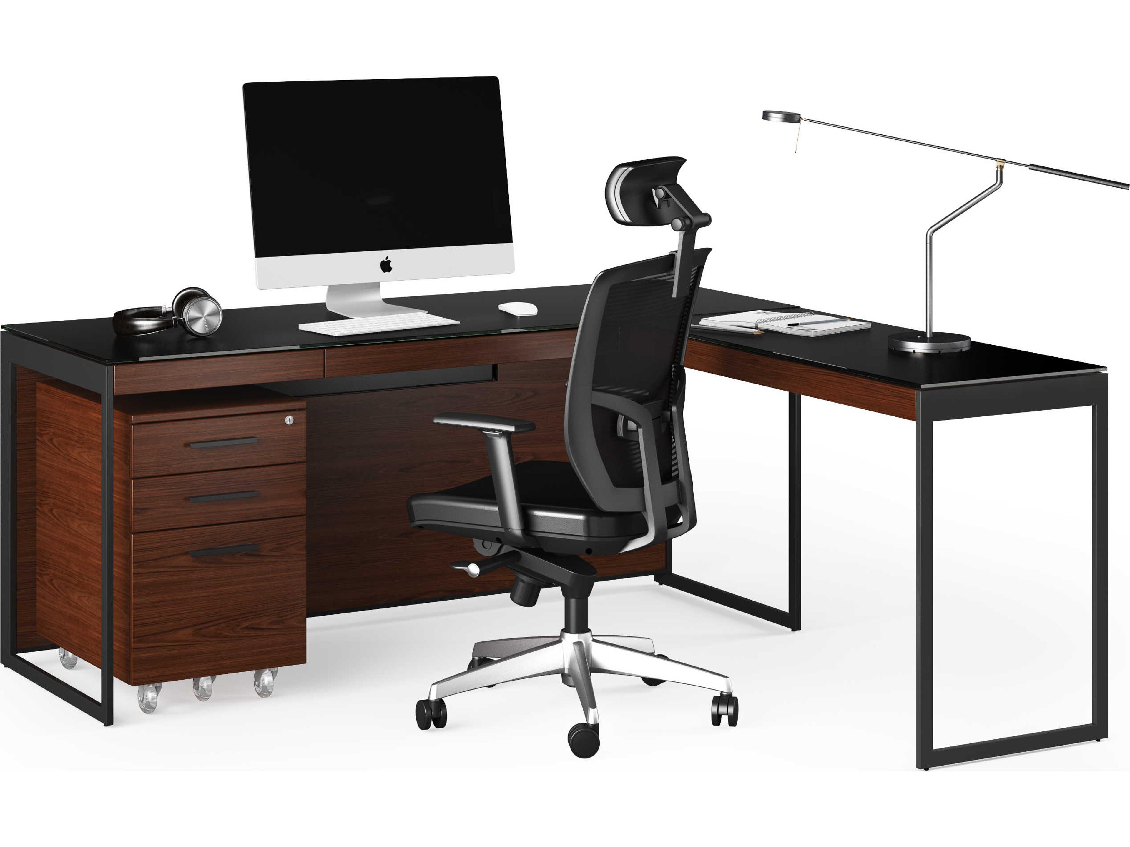 BDI Sequel-20 Chocolate Stained Walnut / Black Return Desk