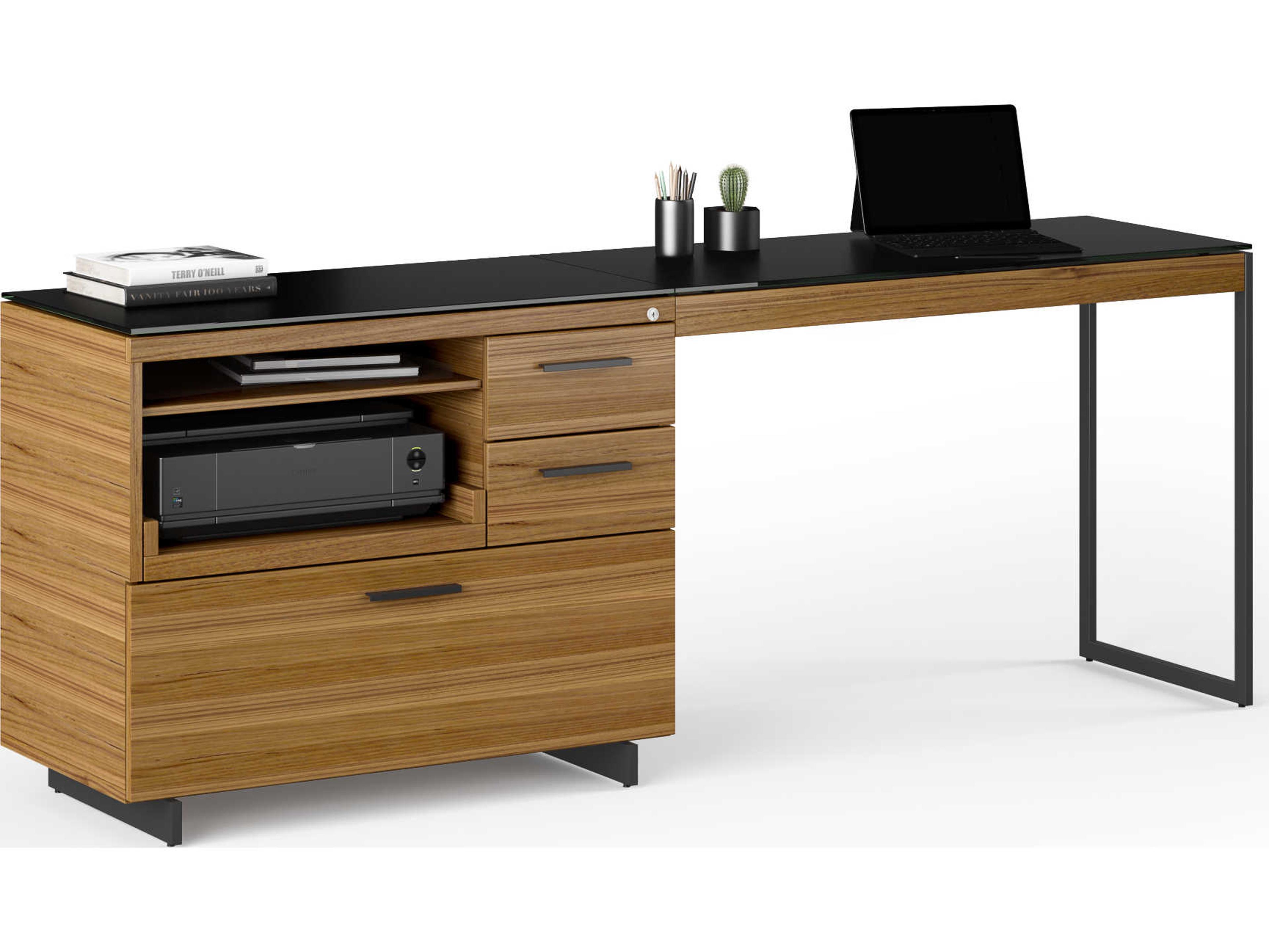 BDI Sequel Natural Walnut, Black Return Desk