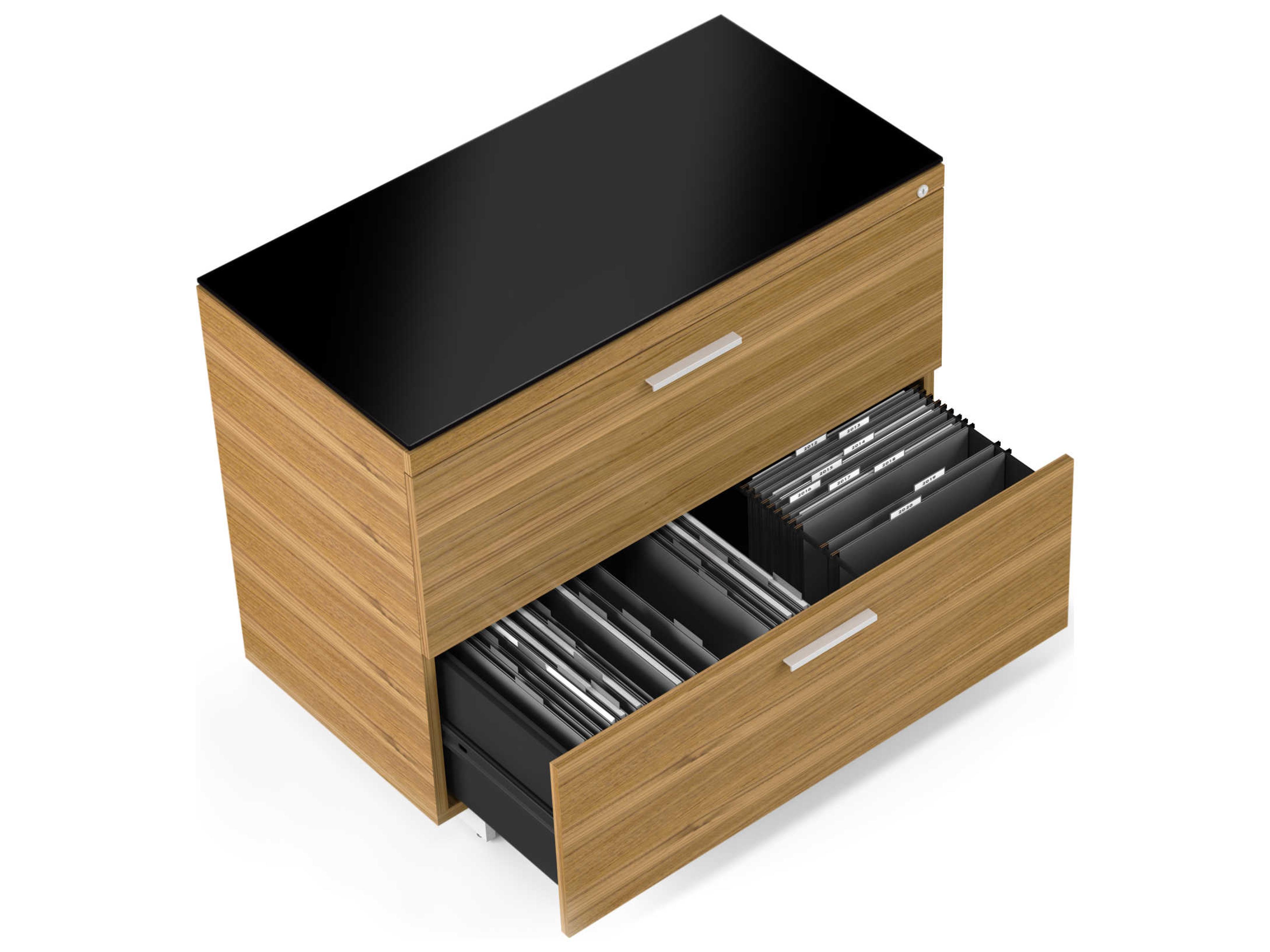 BDI Sequel Black Natural Walnut Satin Nickel File Cabinet