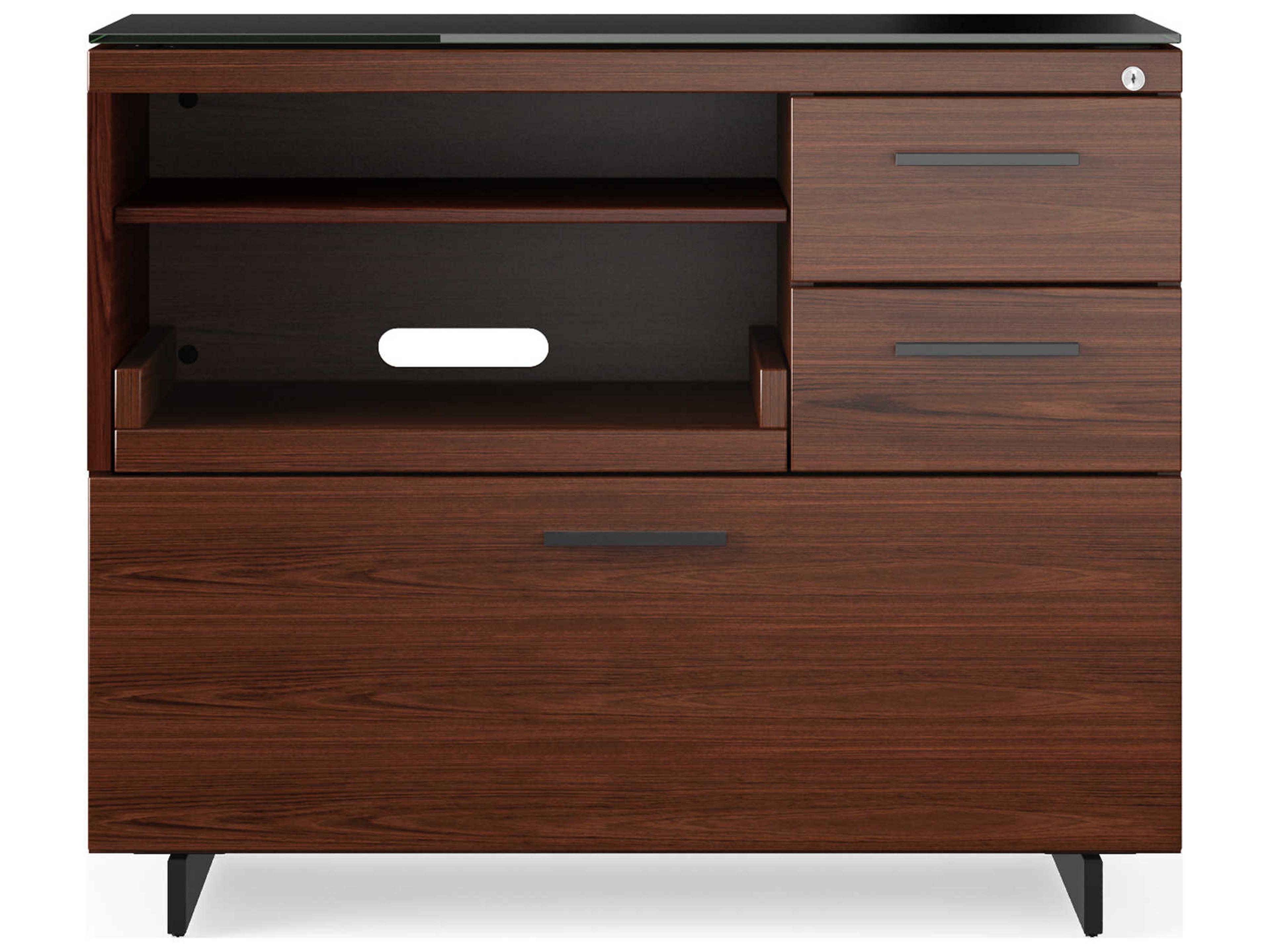 BDI Sequel Chocolate Stained Walnut Black Hardwood Printer Cabinet