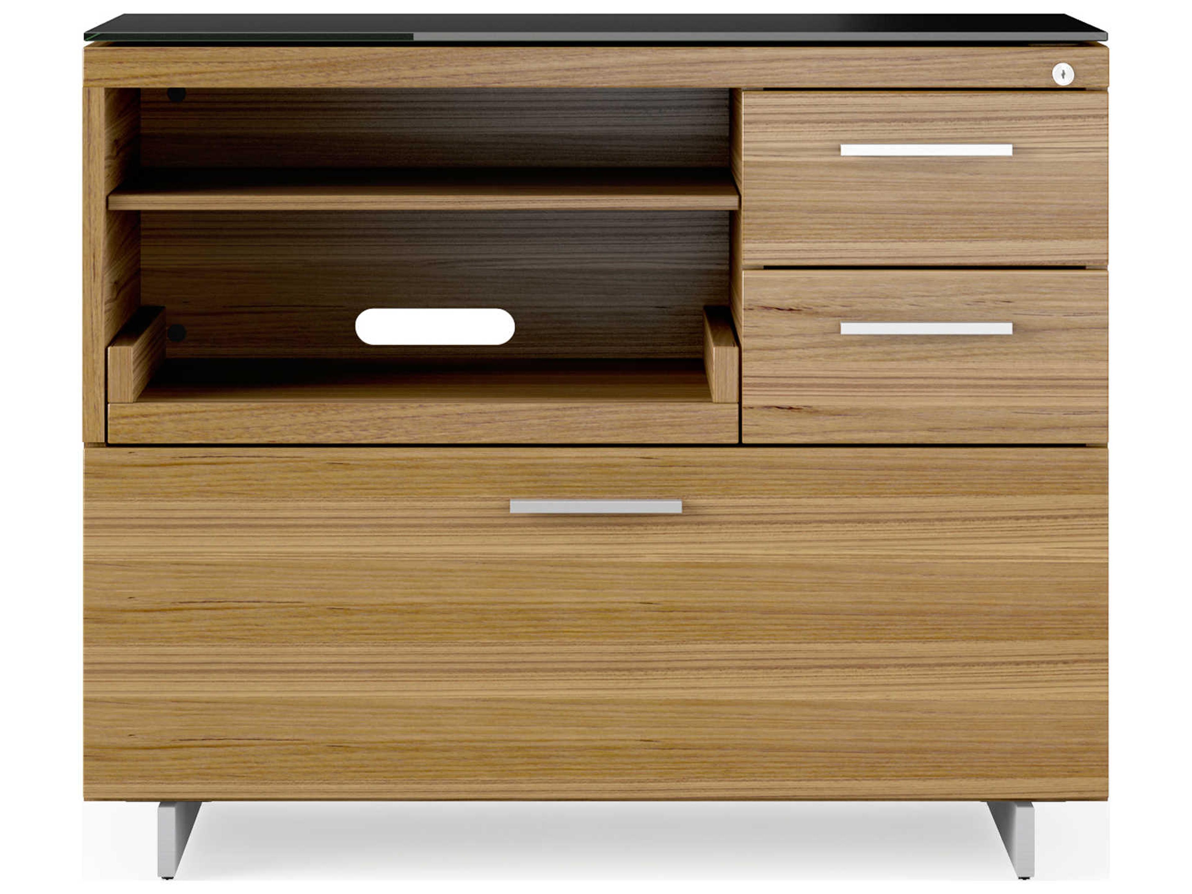 BDI Sequel Black Natural Walnut Satin Nickel Hardwood Printer Cabinet