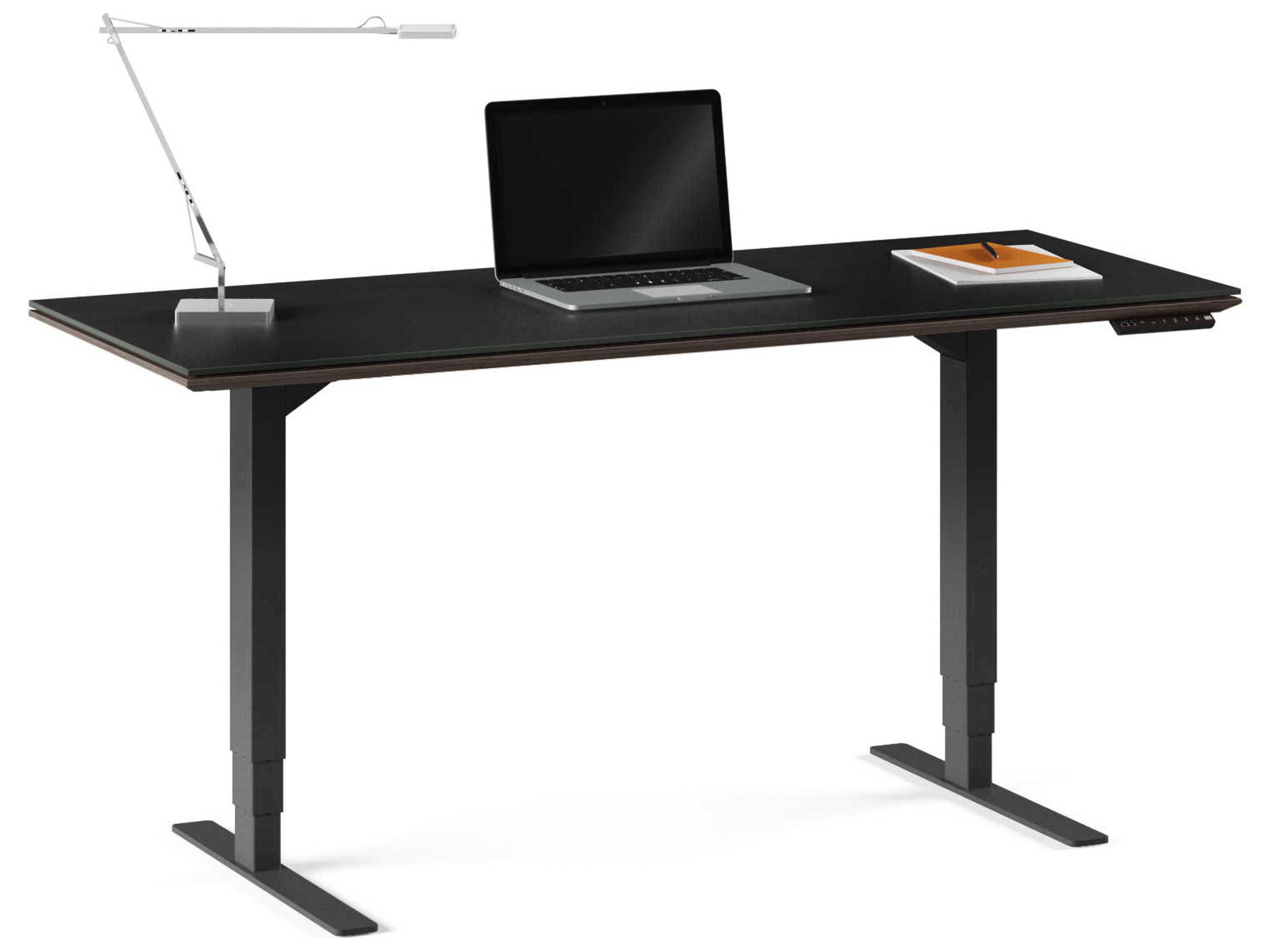 BDI Sequel Black Charcoal Stained Ash Brown Hardwood Desks