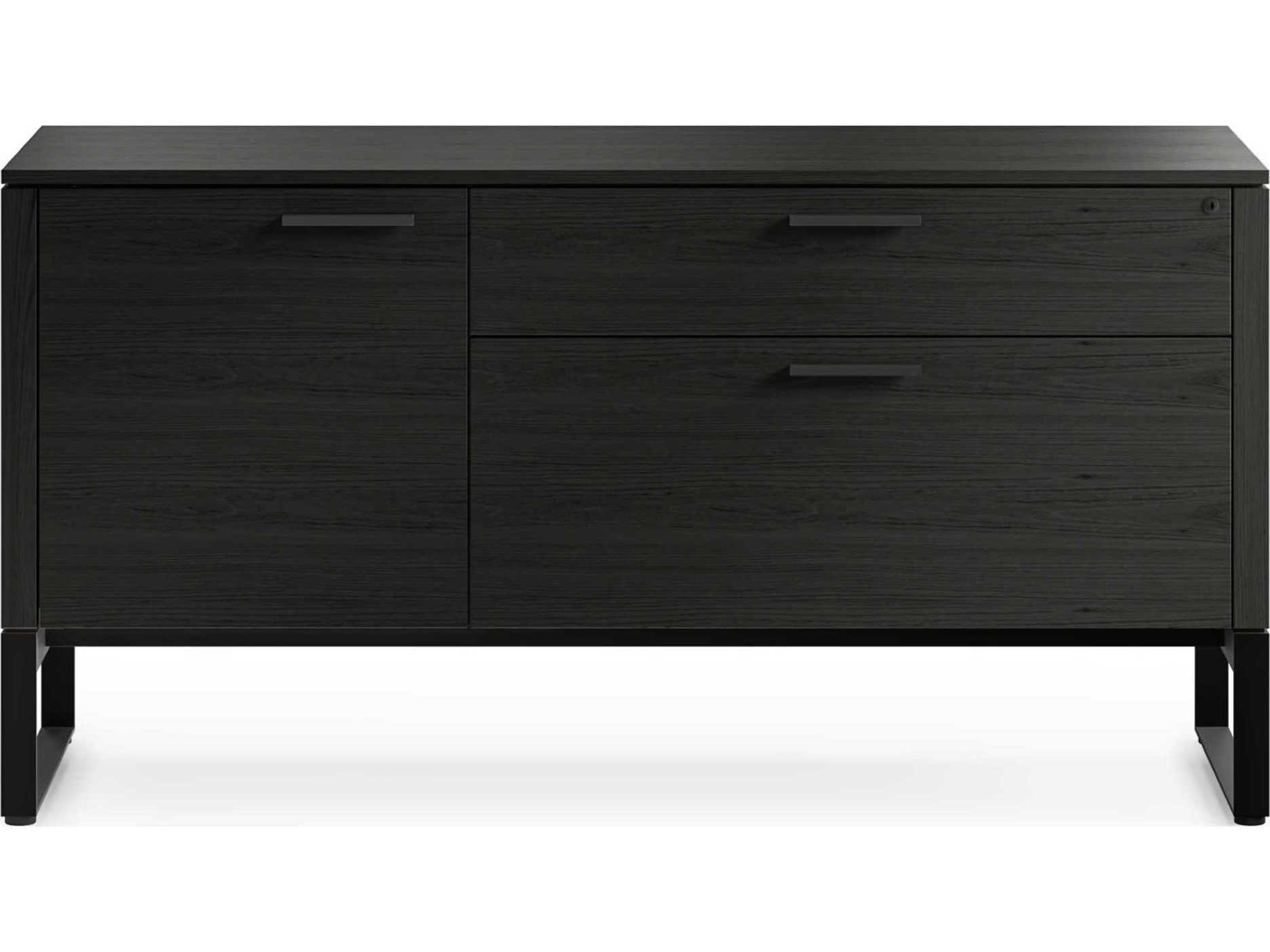 Linea Multifunction Cabinet Charcoal Stained Ash Locking Storage