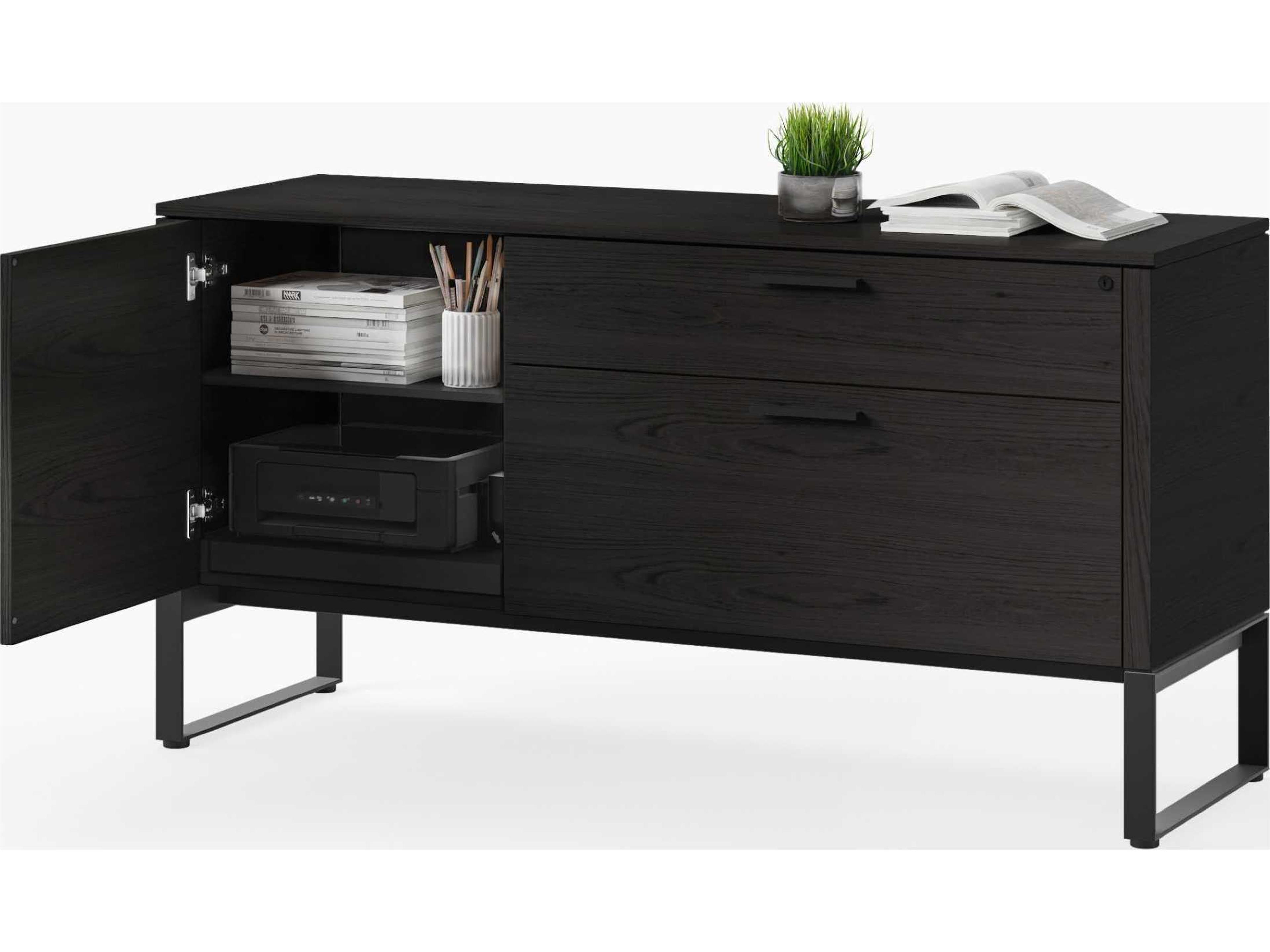 BDI Linea Office Charcoal Stained Ash File Cabinet