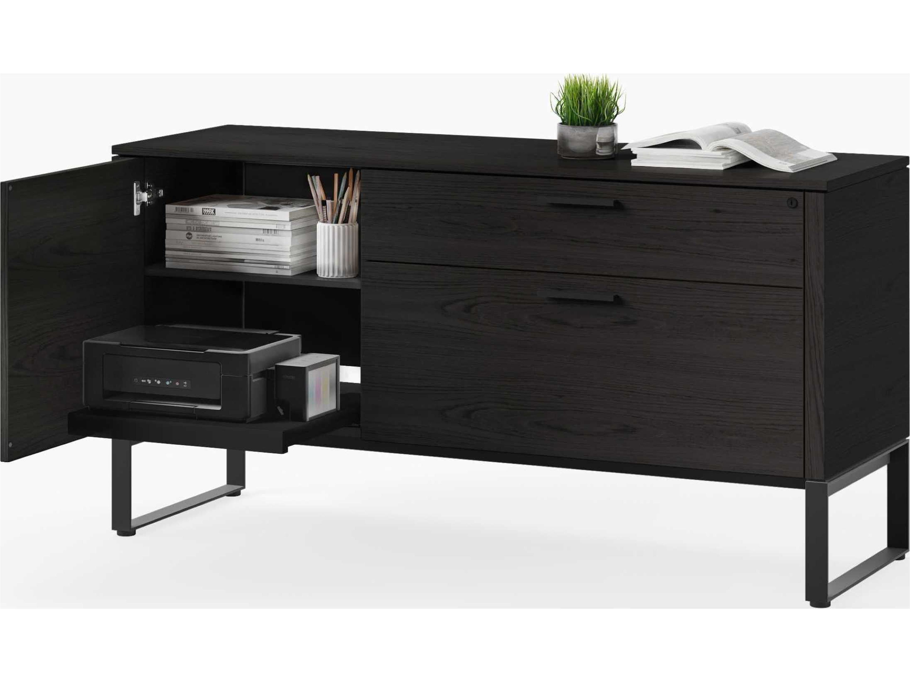 BDI Linea Office Charcoal Stained Ash File Cabinet