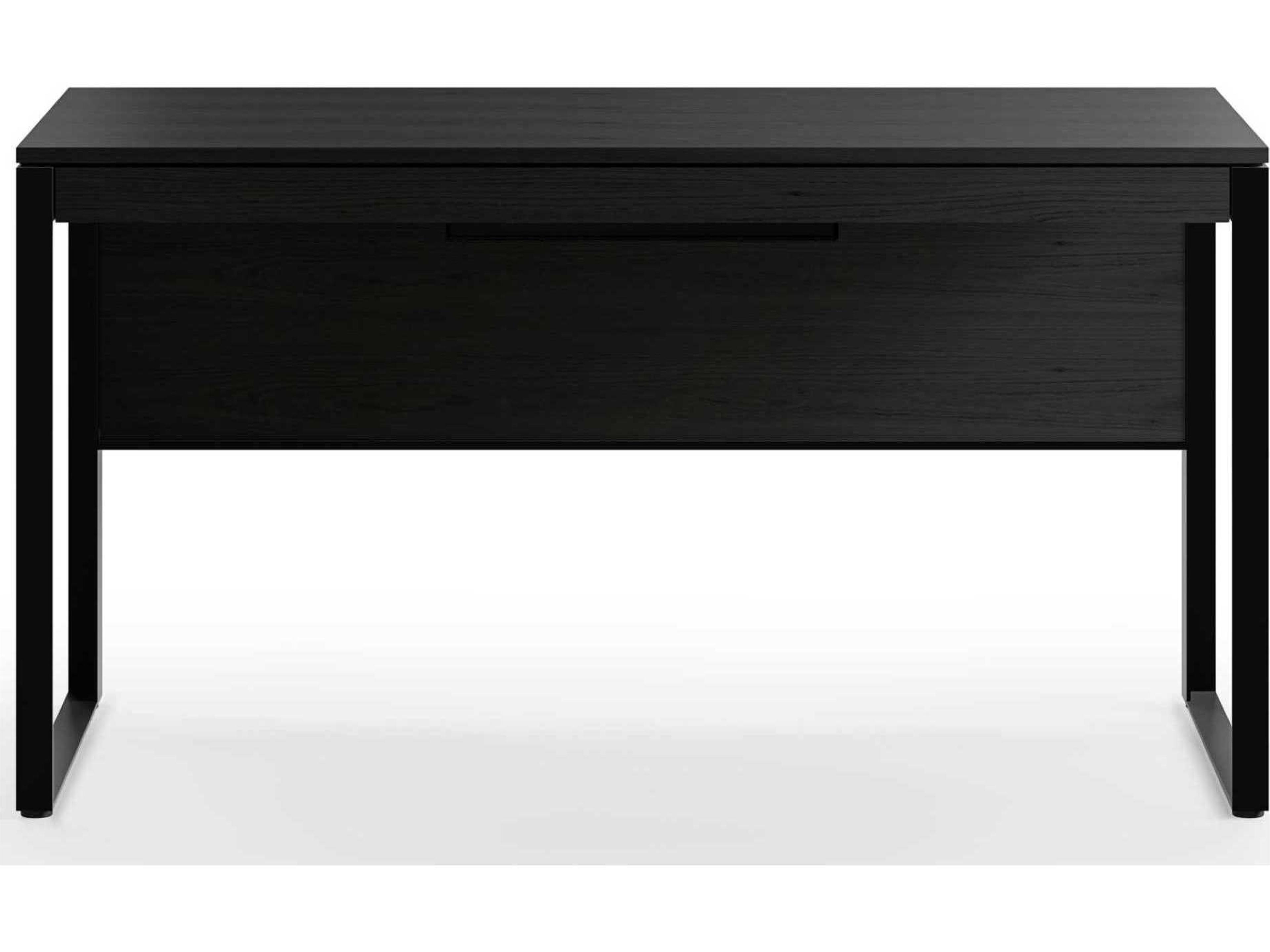 Linea Office Charcoal Stained Ash Black Wood Computer Desk