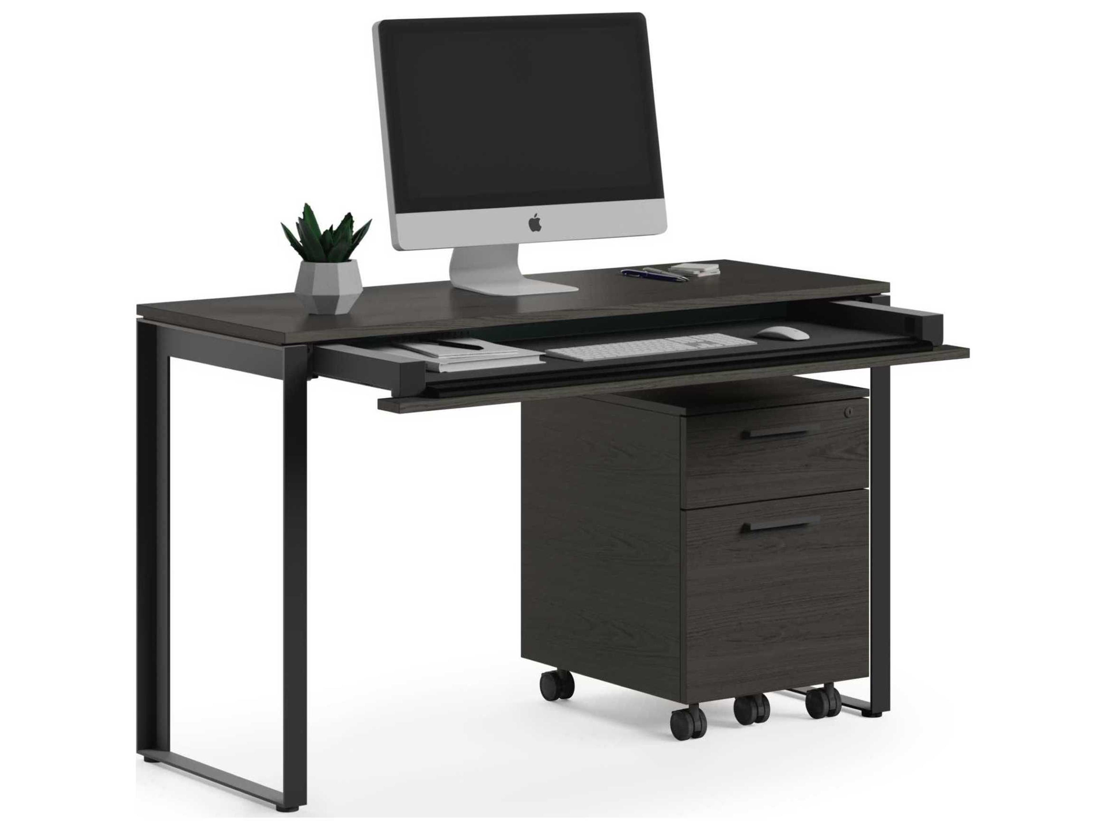 BDI Linea Office Charcoal Stained Ash Black Wood Computer Desk