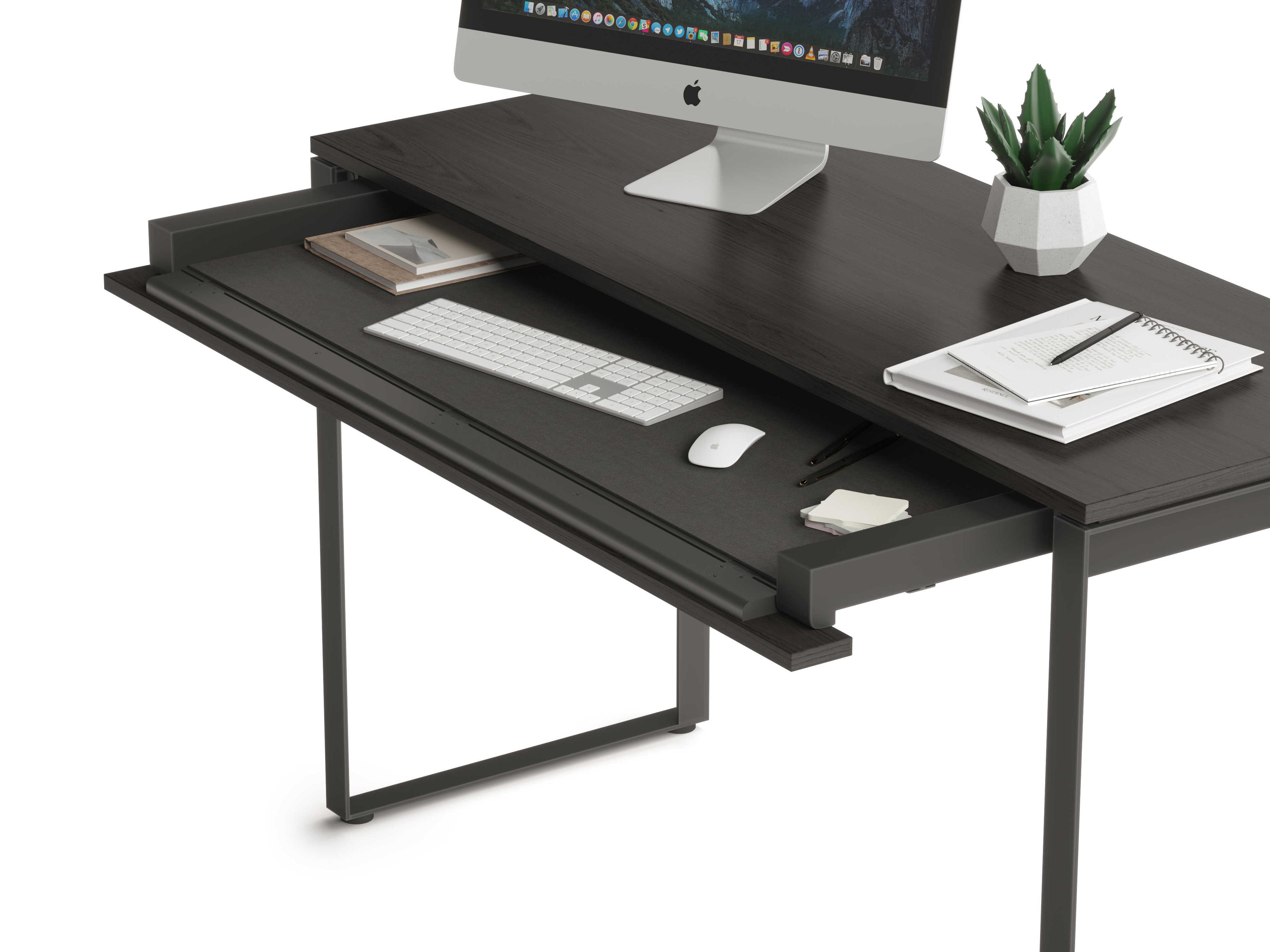 BDI Linea Office Charcoal Stained Ash Black Wood Computer Desk