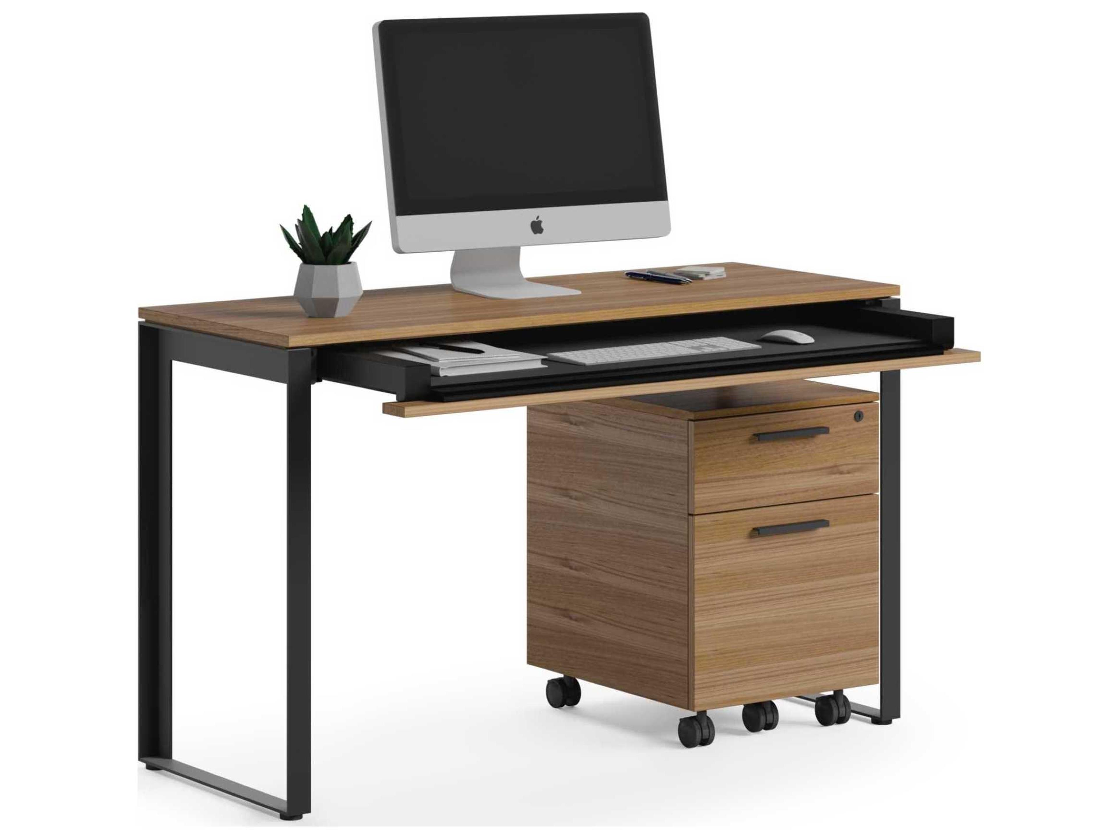 BDI Linea Office Natural Walnut Black Wood Computer Desk