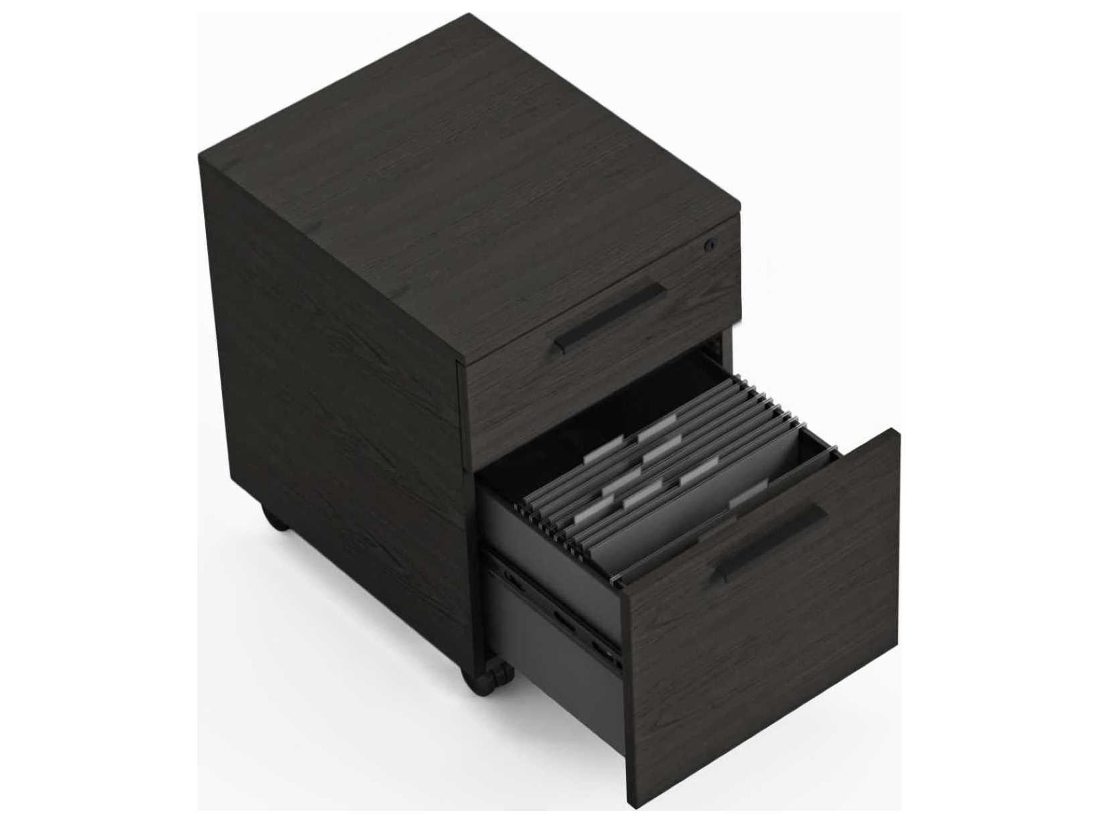 BDI Linea Office Charcoal Stained Ash File Cabinet