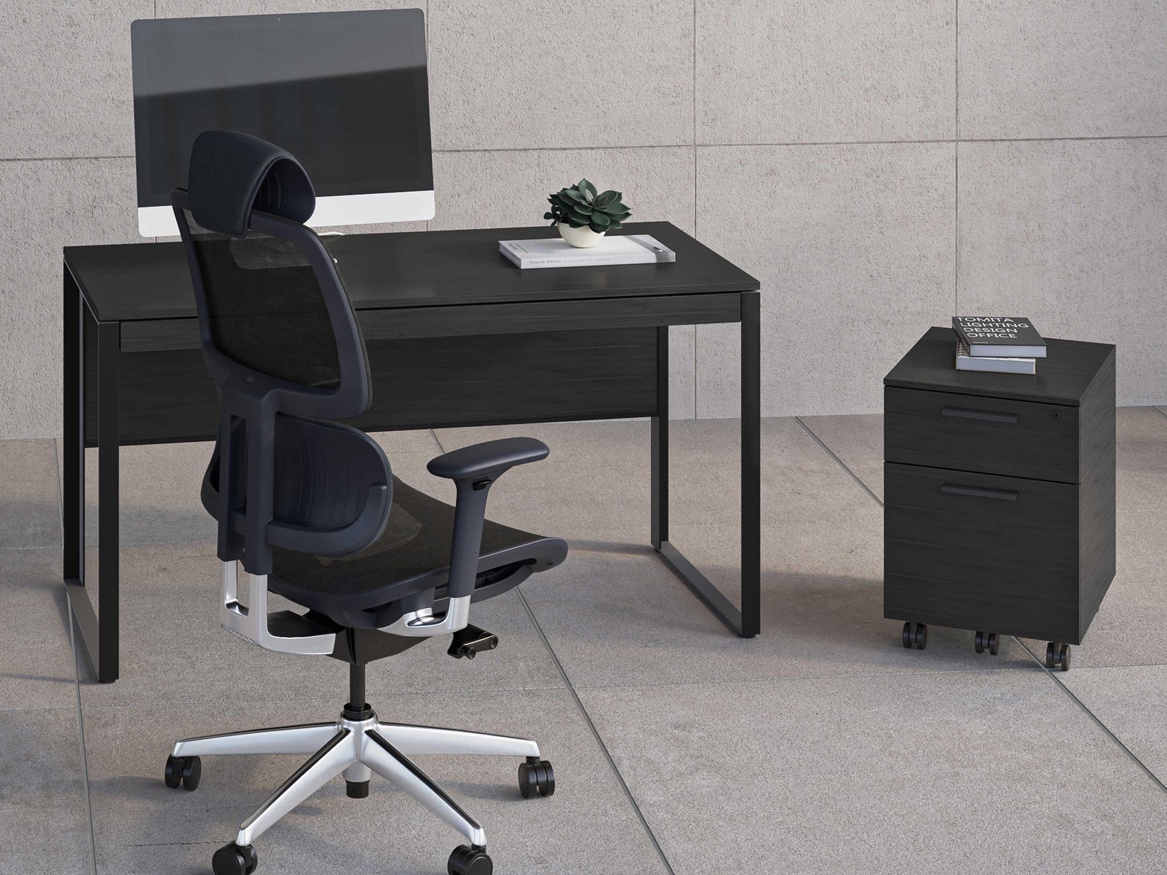 BDI Linea Office Charcoal Stained Ash File Cabinet