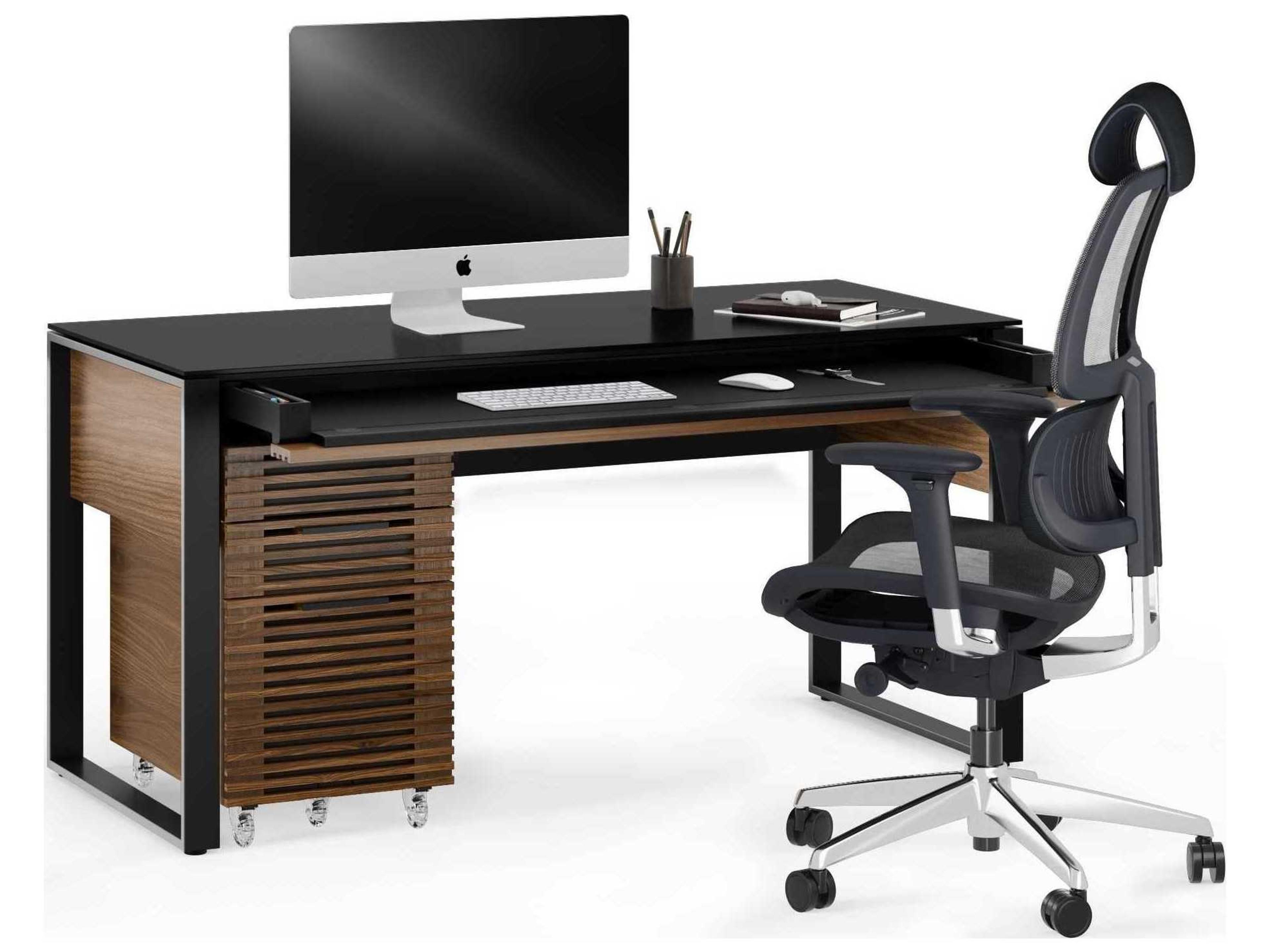 BDI Corridor Natural Walnut Black Brown Secretary Desk
