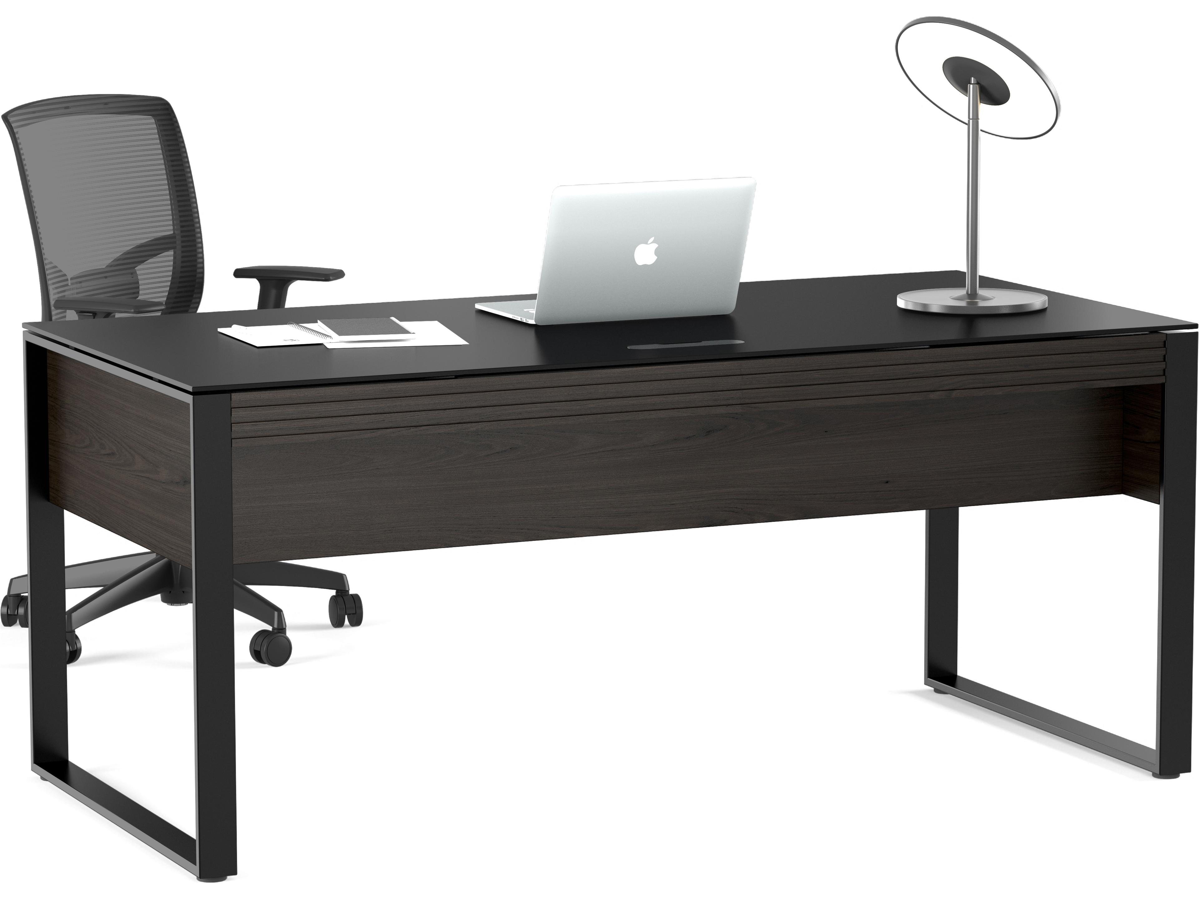 BDI Corridor Charcoal Stained Ash Black Hardwood Executive Desk