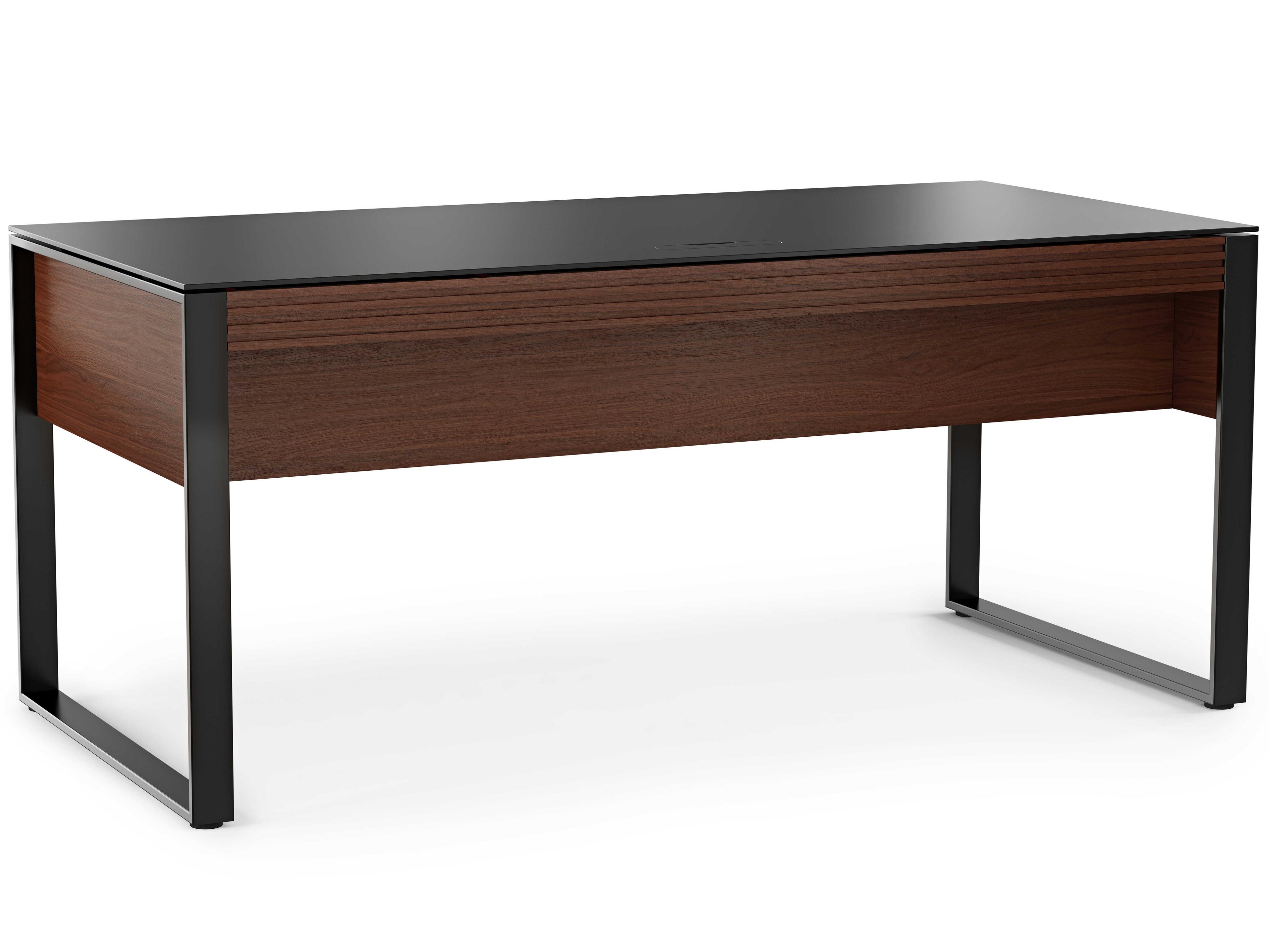 Corridor Executive Desk Chocolate Stained Walnut Glass Top