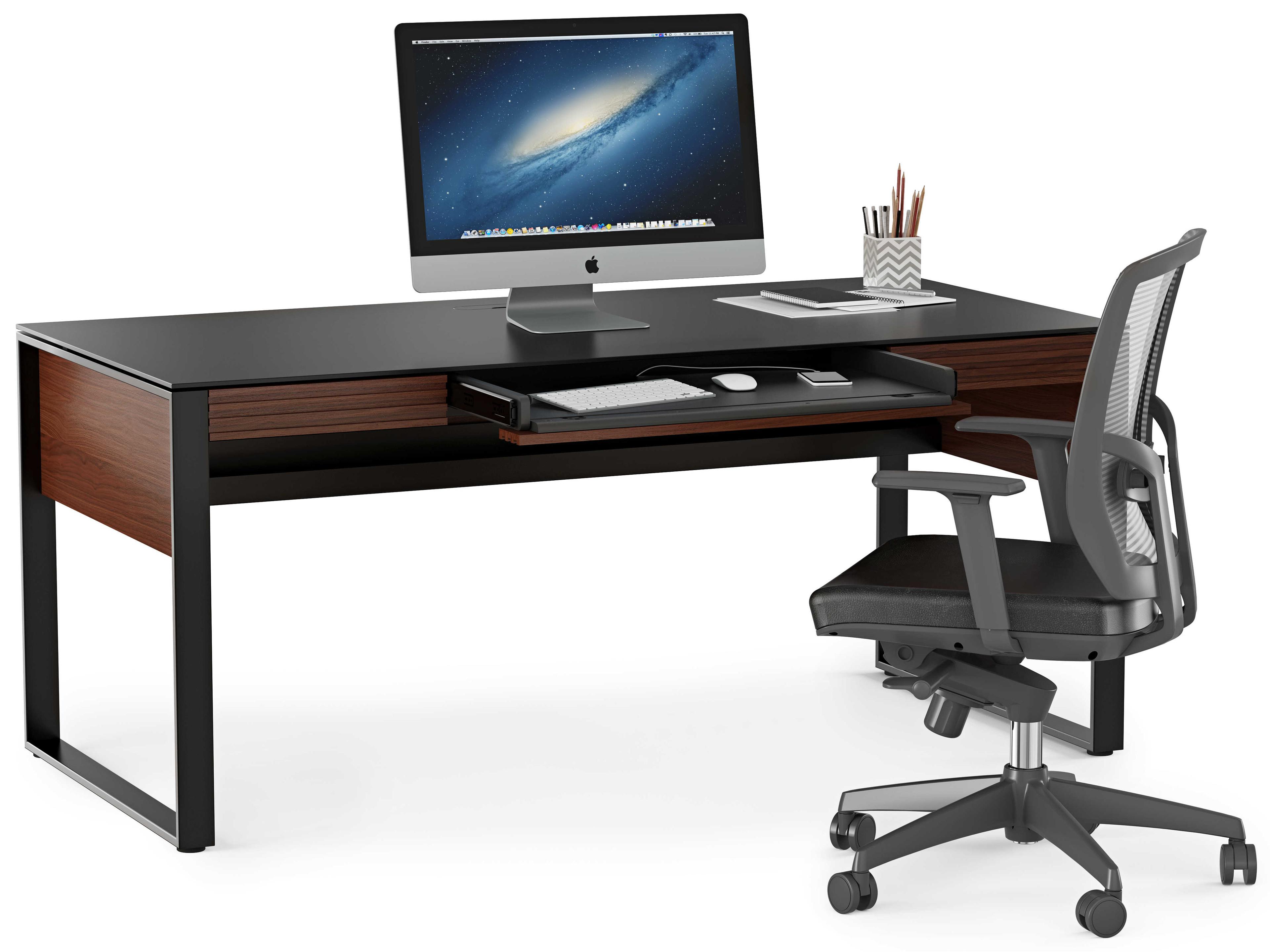 BDI Corridor Chocolate Stained Walnut Brown Hardwood Executive Desk