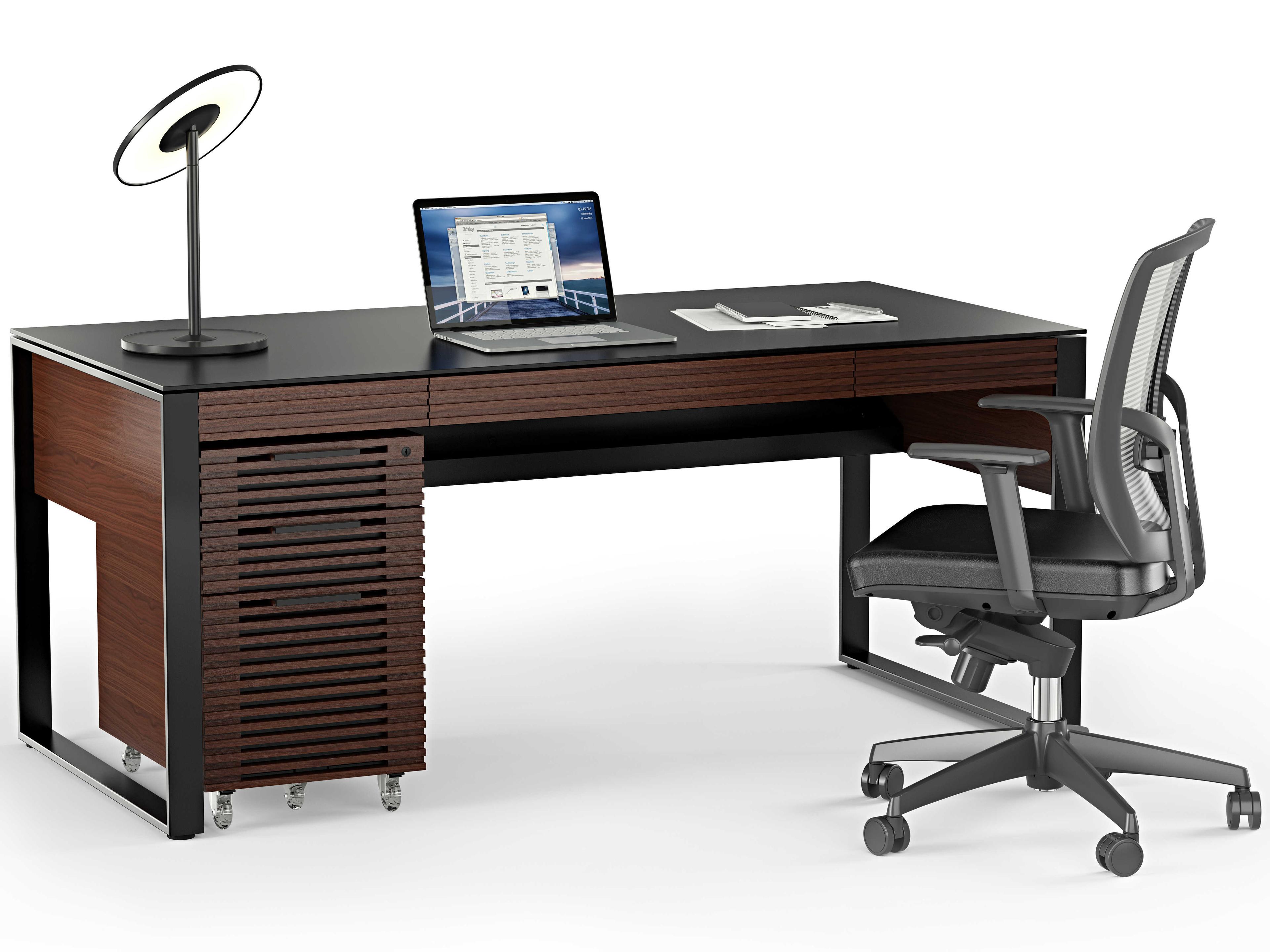 BDI Corridor Chocolate Stained Walnut Brown Hardwood Executive Desk