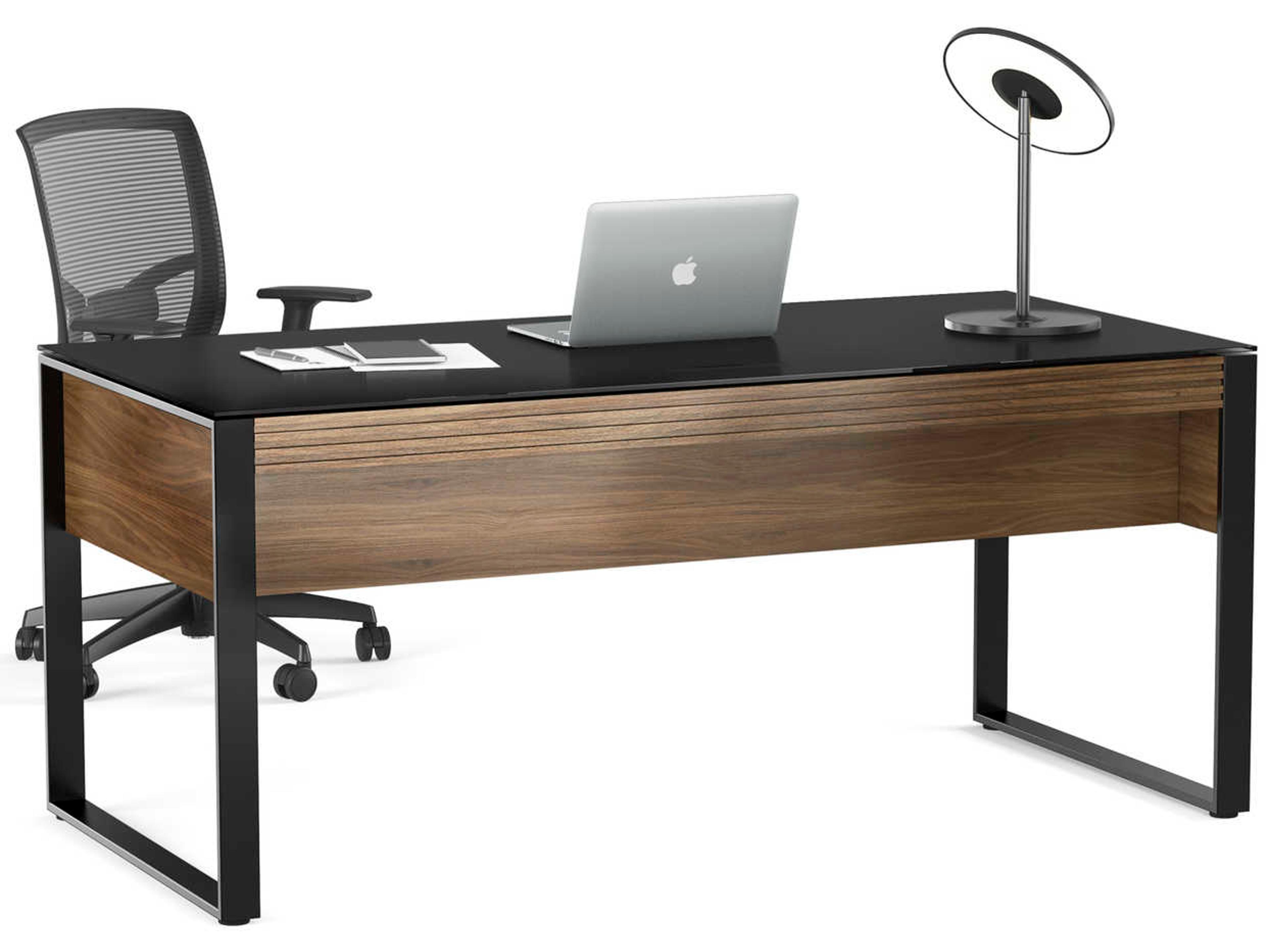 BDI Corridor Natural Walnut Black Wood Executive Desk