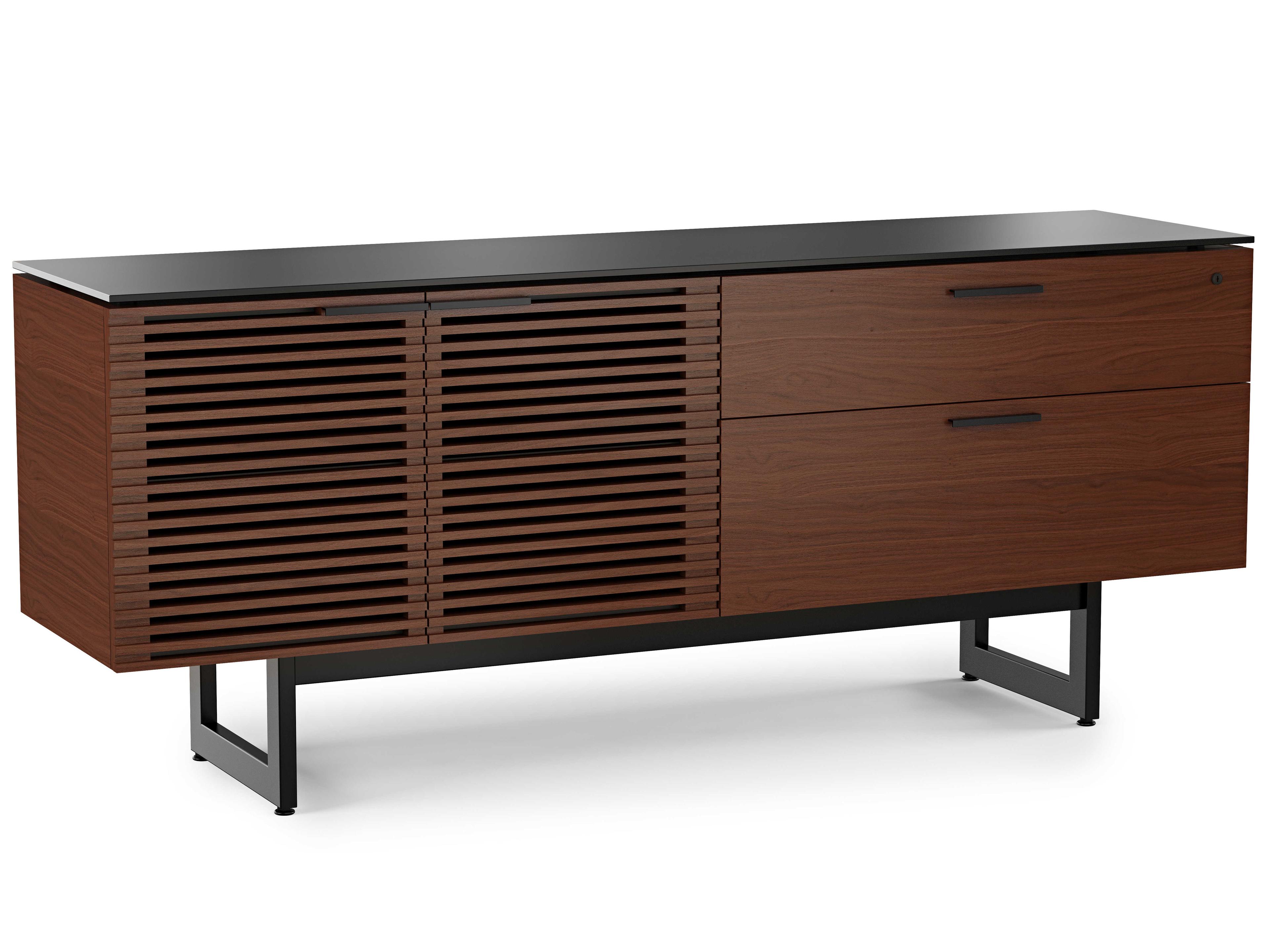 Storage Credenza Corridor Chocolate Stained Walnut Louvered Doors