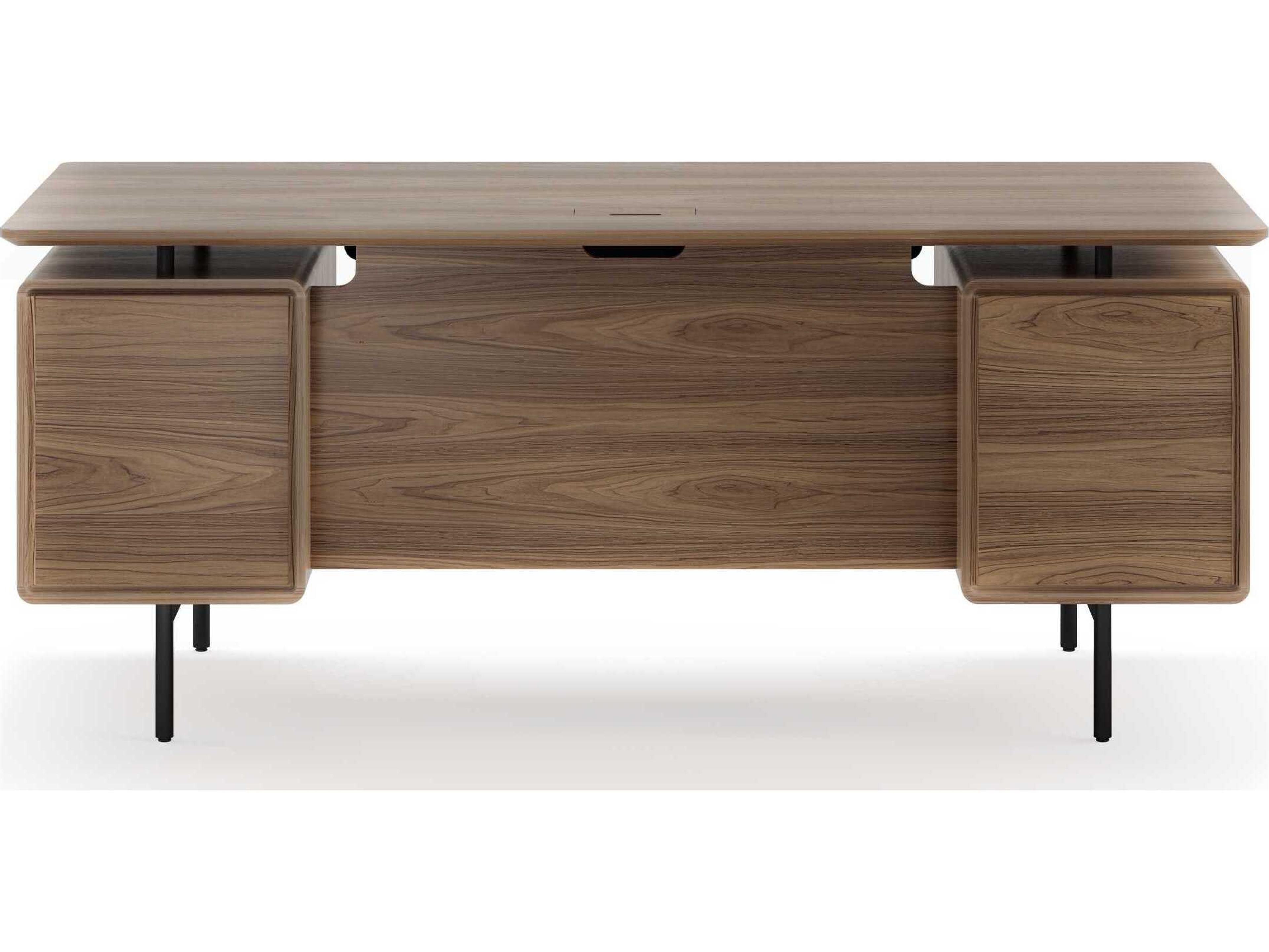 BDI Linq Natural Walnut Black Brown Hardwood Executive Desk