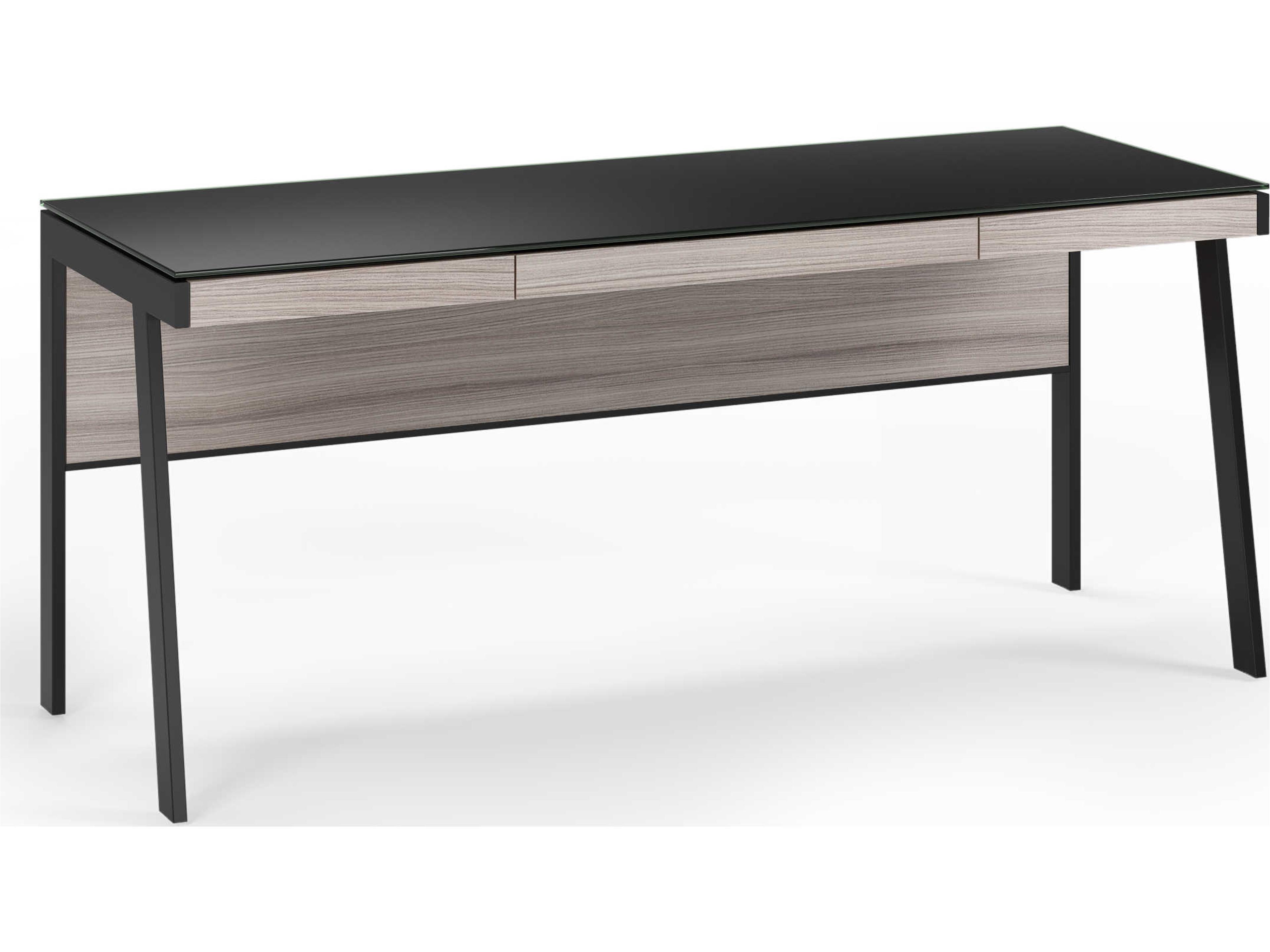 Executive Desk Sigma Strata Finish Satin Etched Glass Top