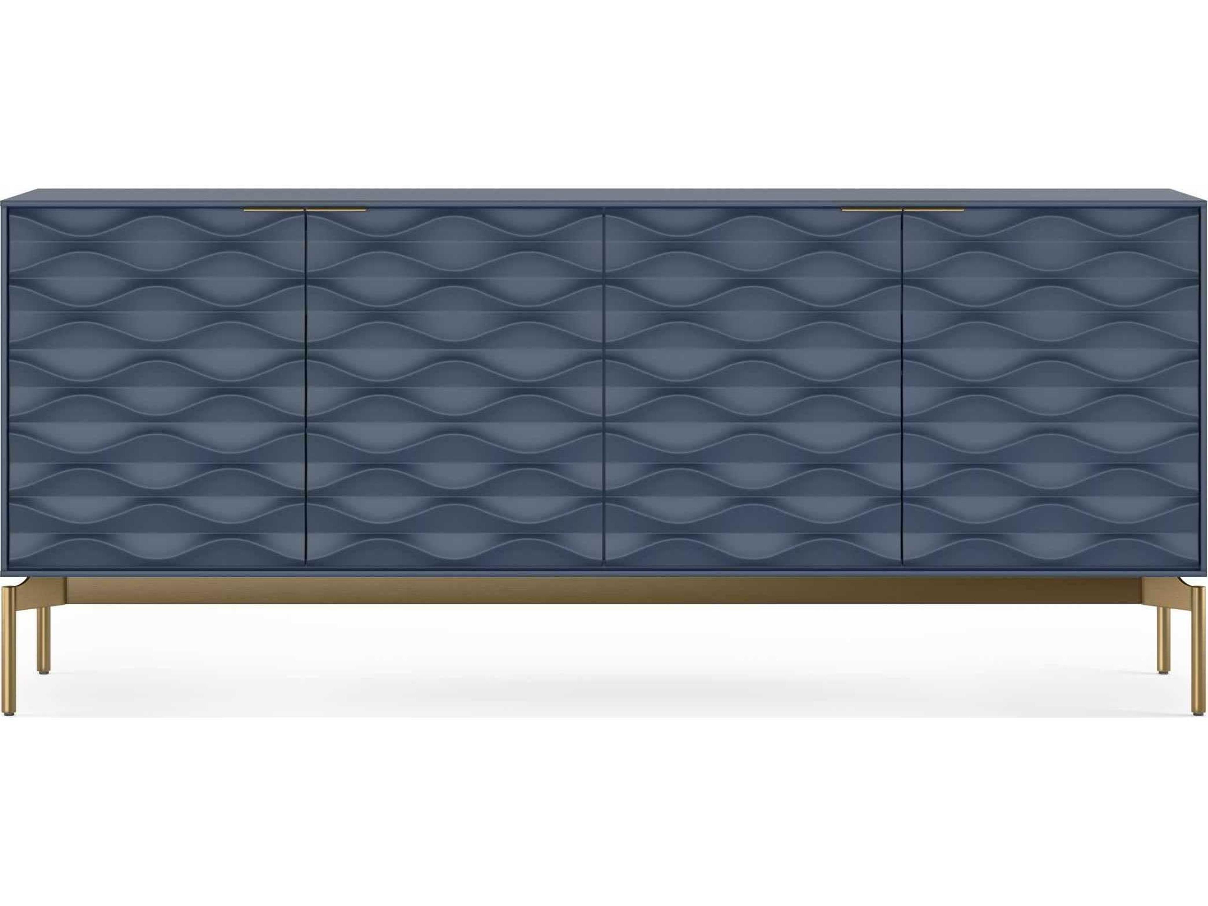 BDI Ripple 79" Ocean Brushed Brass Clear Credenza Sideboard