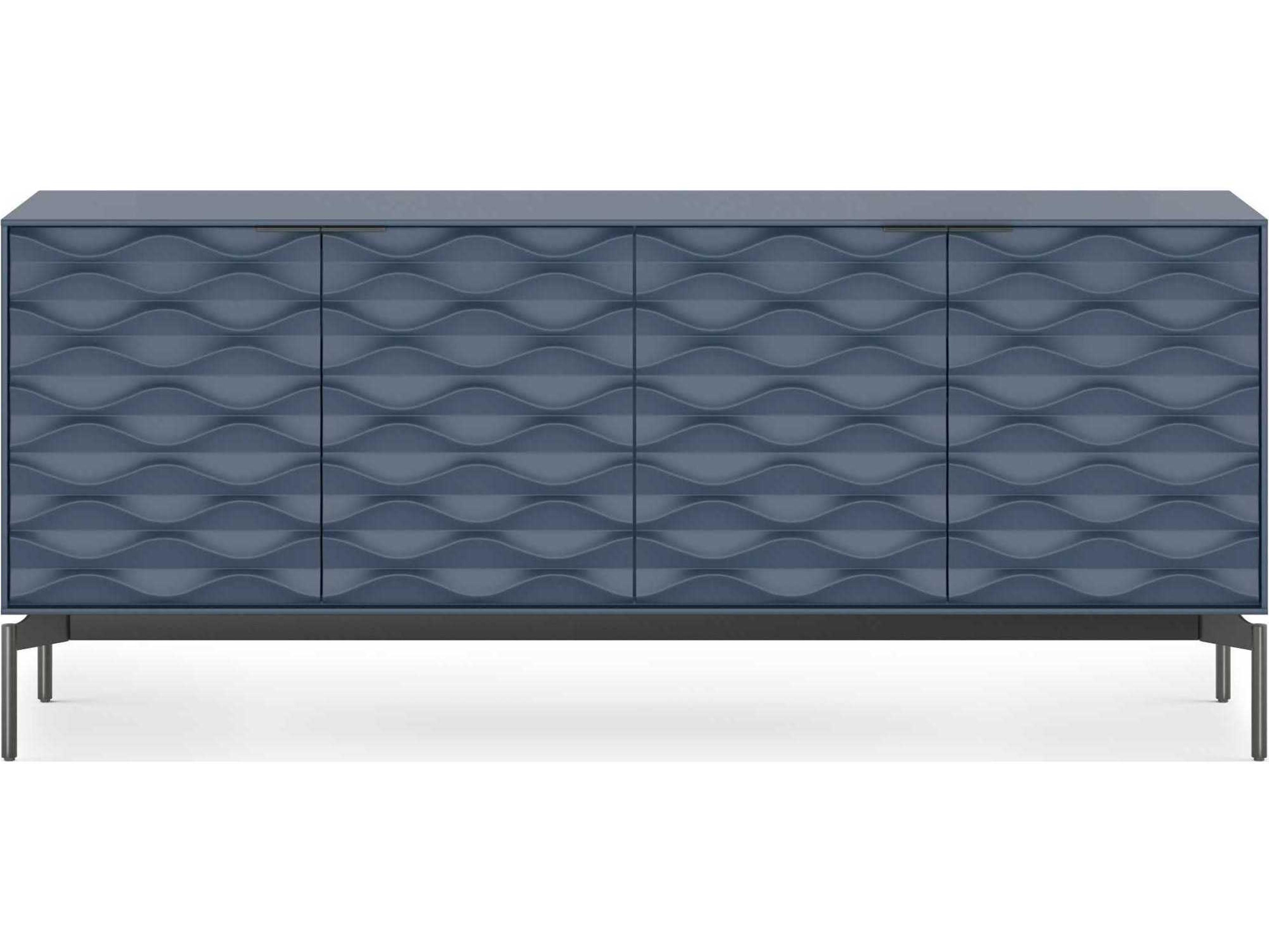 BDI Ripple 79" Ocean Brushed Carbon Clear Credenza Sideboard