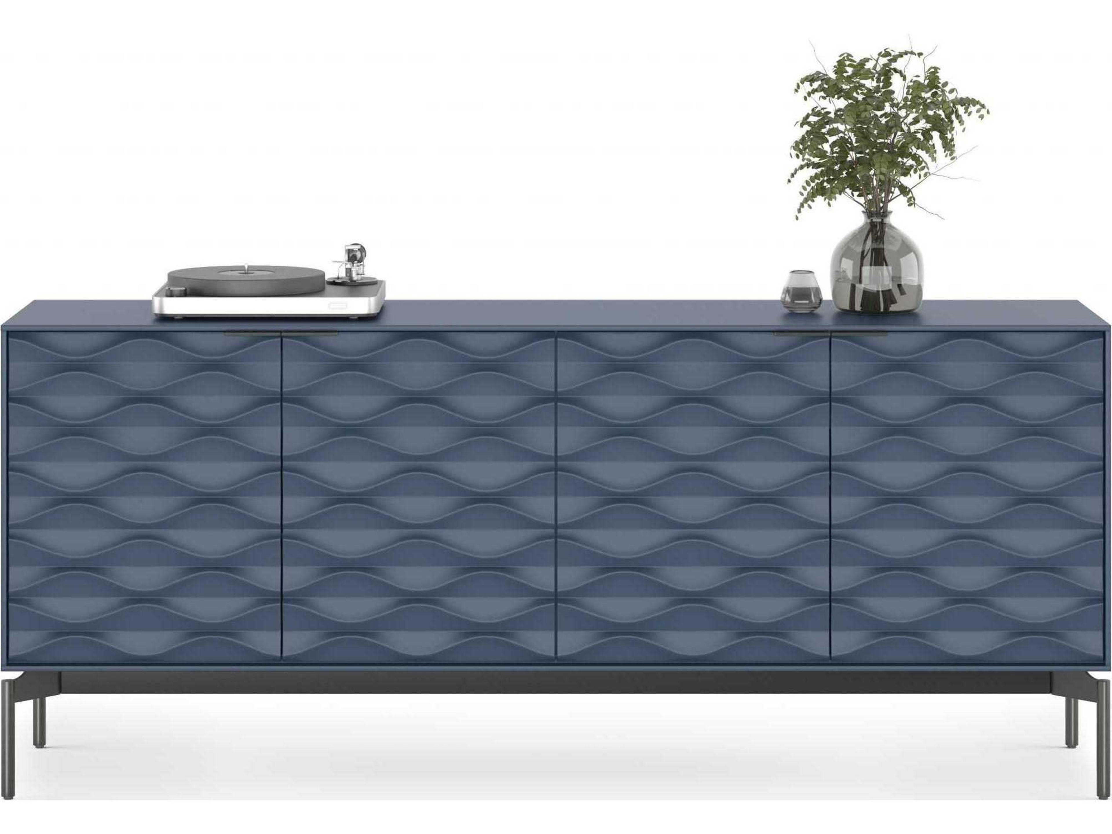 BDI Ripple 79" Ocean Brushed Carbon Clear Credenza Sideboard