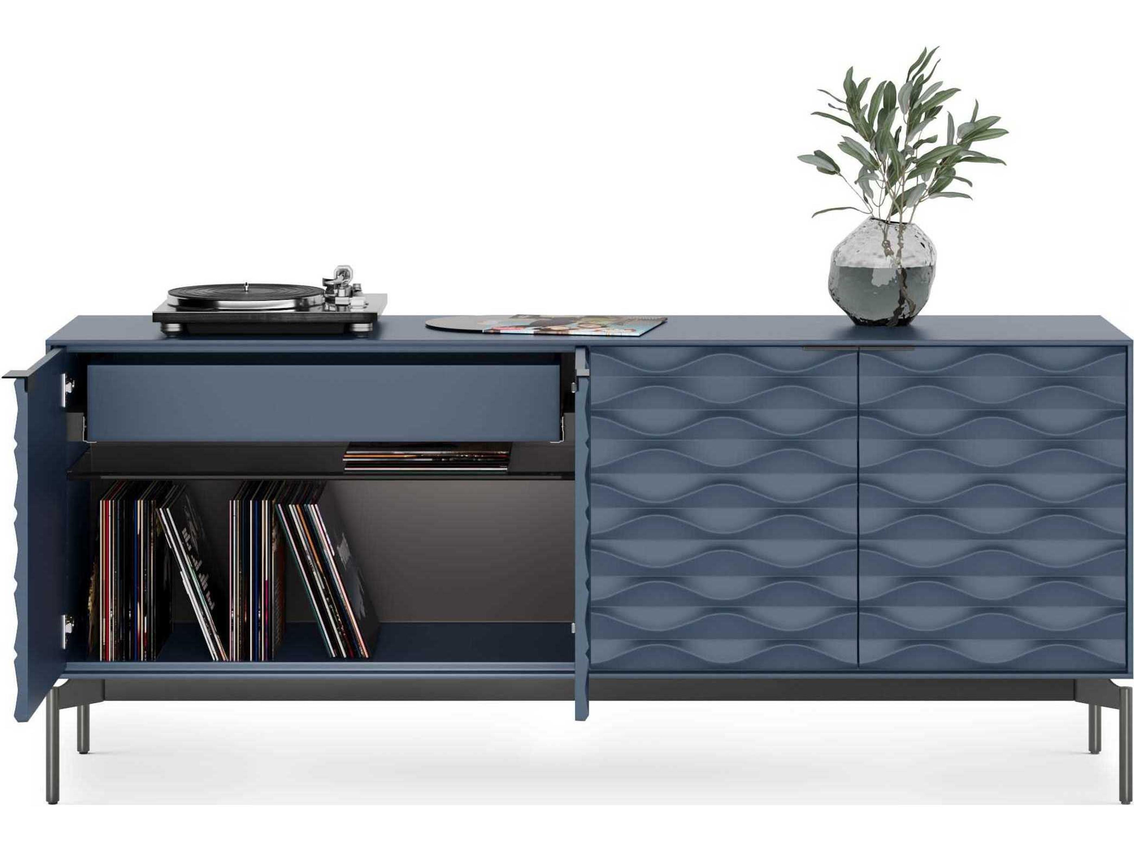 BDI Ripple 79" Ocean Brushed Carbon Clear Credenza Sideboard