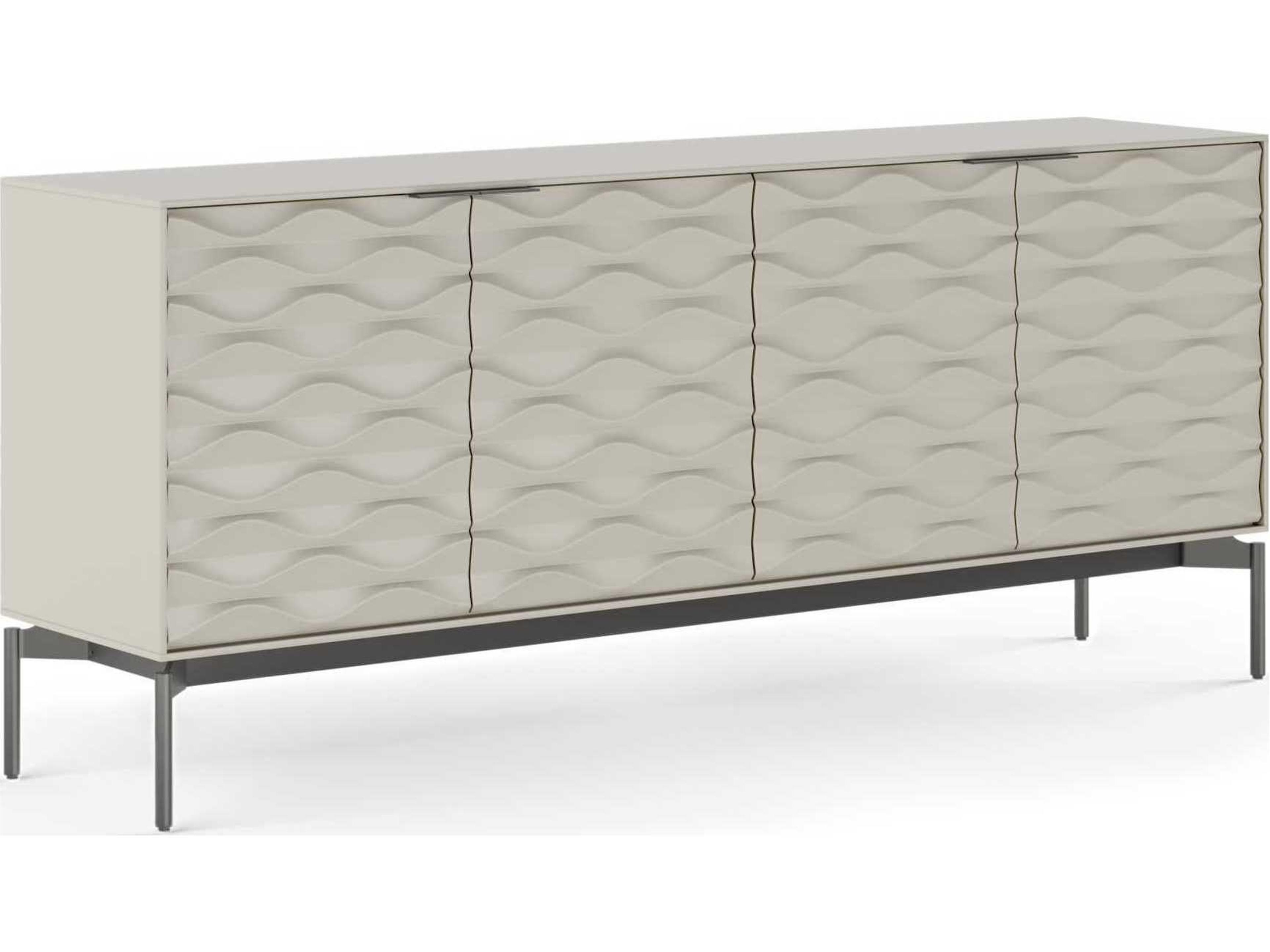4 Door Storage Credenza Ripple Stone Brushed Carbon