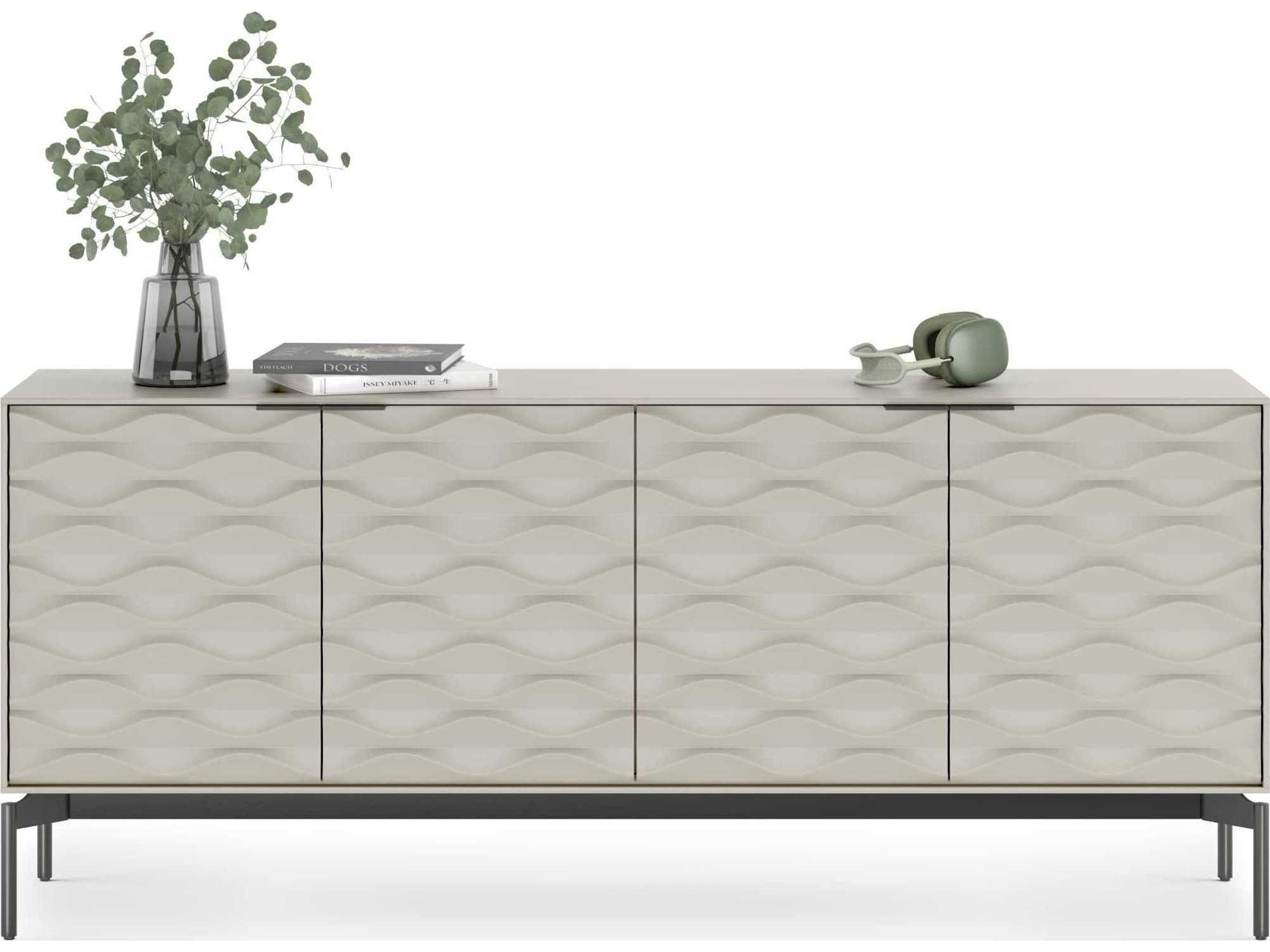 BDI Ripple 79" Stone Brushed Carbon Clear Credenza Sideboard