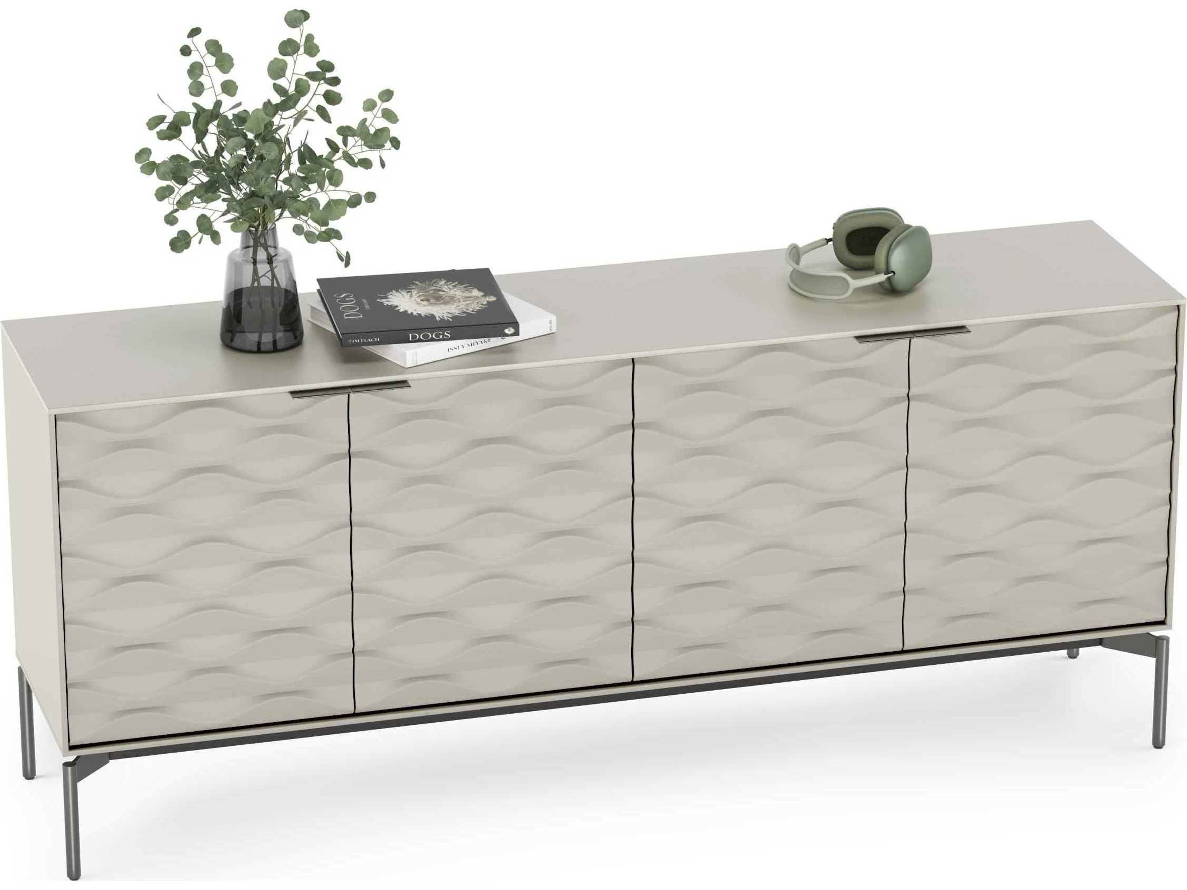 BDI Ripple 79" Stone Brushed Carbon Clear Credenza Sideboard